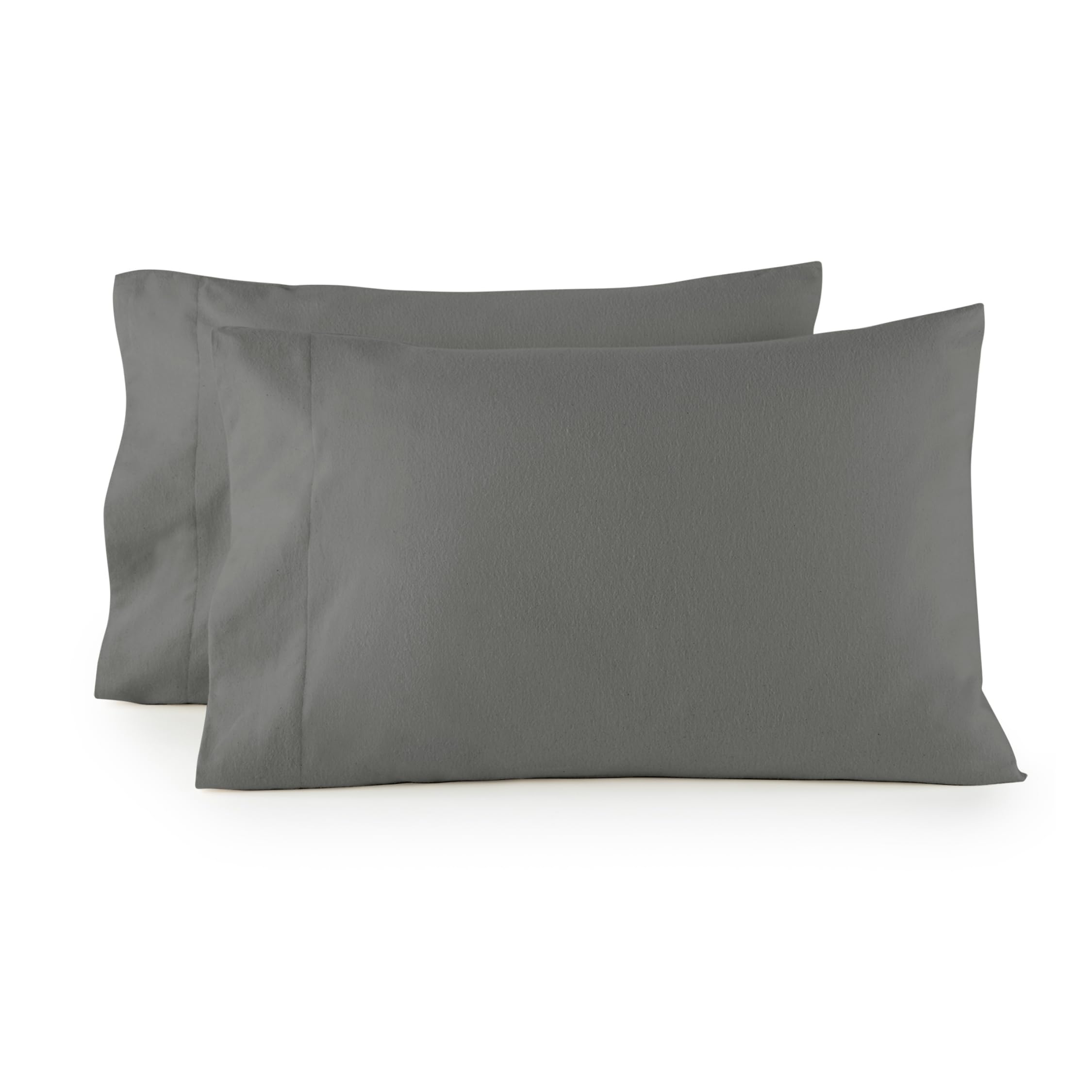 Organic Flannel Pillowcases Queen Size Set of 2 - 100% GOTS Certified Organic Cotton, Ultra Soft & Breathable, Premium Brushed Finish with Envelope Closure - Perfect for Cozy Winter Nights & Allergy Relief (Gray, Queen)