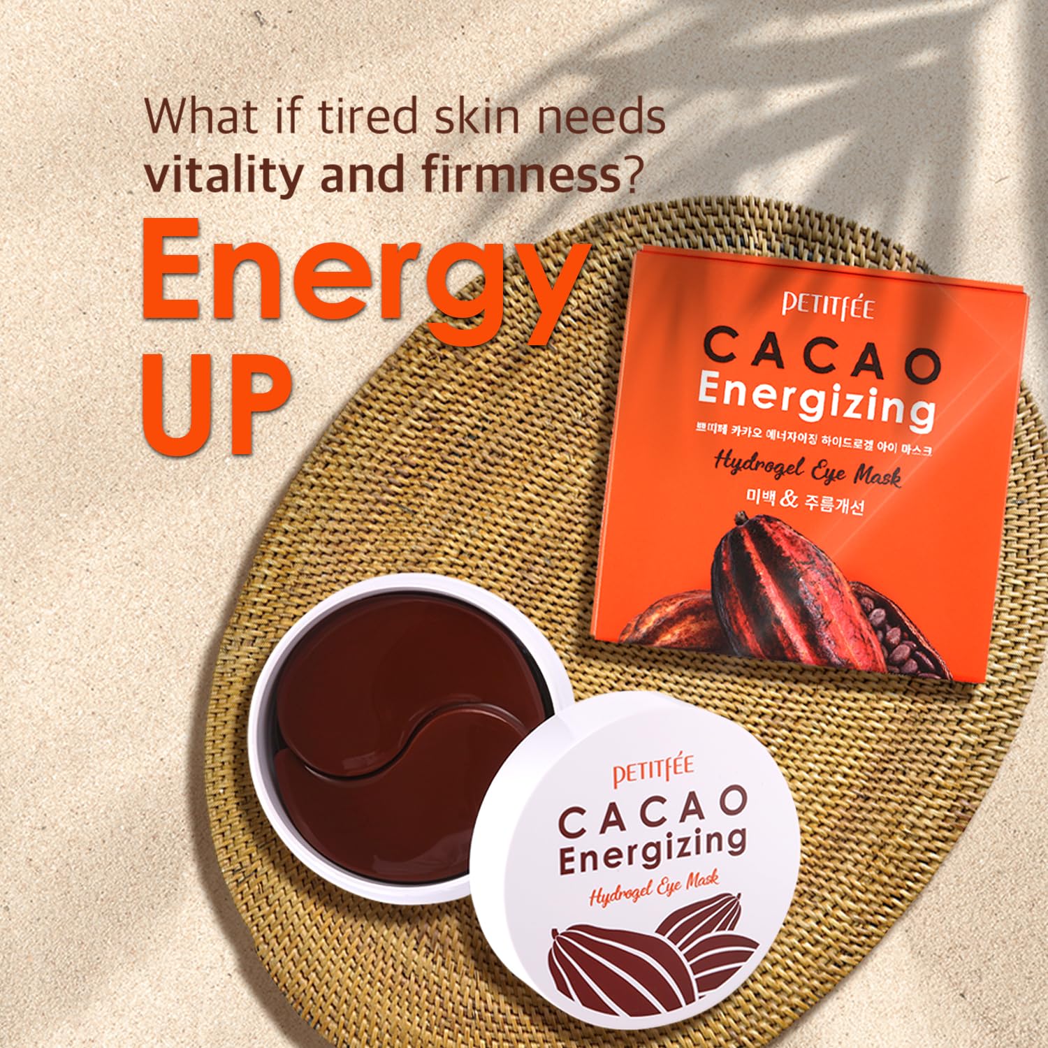 Petitfee Cocoa Hydrogel Eye Patches - 60 Pcs Dark Circle Reducing & Brightening Under Eye Treatment | Perfect for Night Routine, Travel & Post-Makeup Skin Care