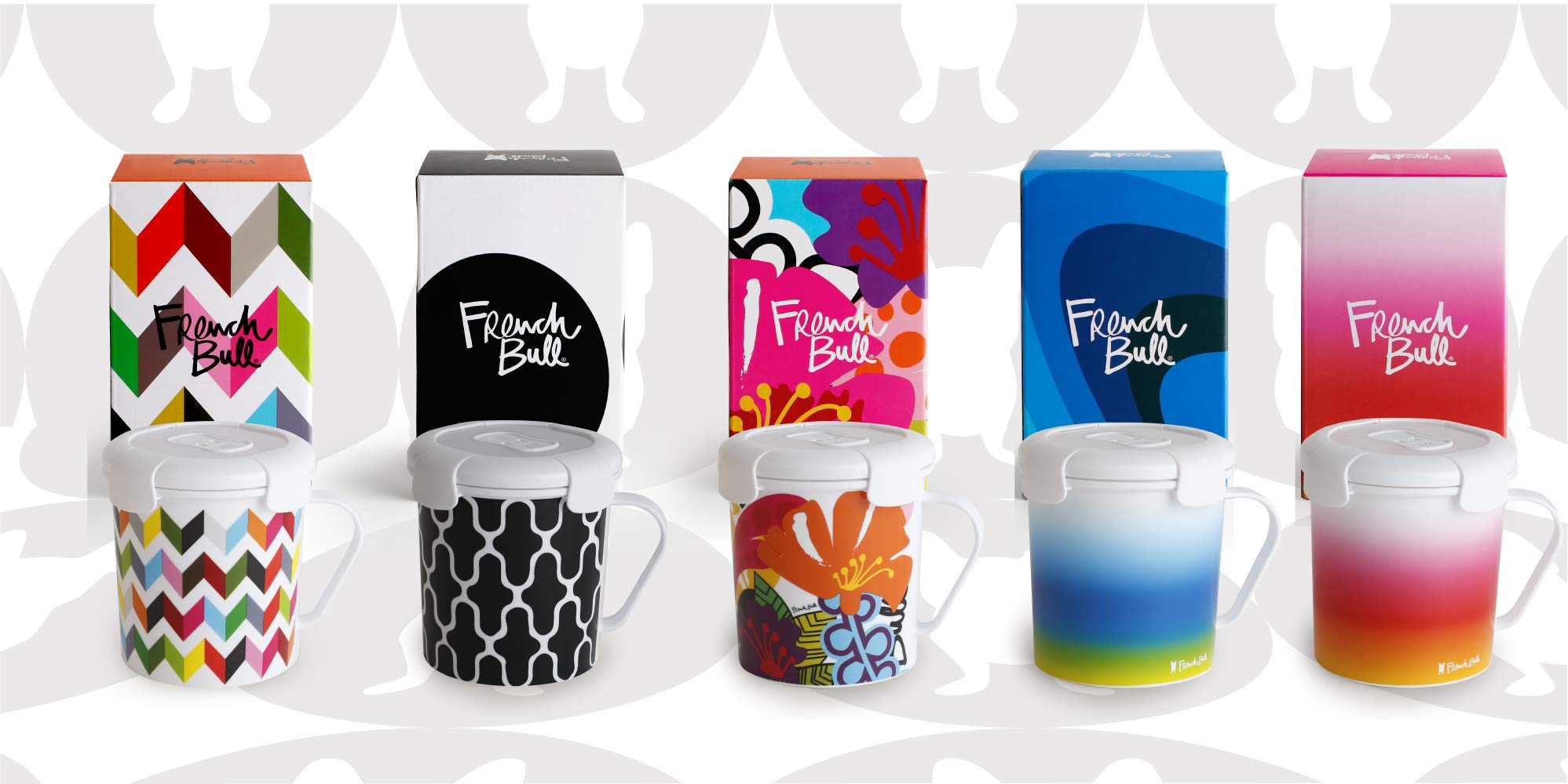 French Bull 23 oz Soup Mug with Handle & Vented Lid - Leak Proof, Microwave & Dishwasher Safe Food Storage Container - Cool Grip Technology - Airtight Lunch Travel Mug - Set of 6 - Perfect for Office, Picnics & Meal Prep