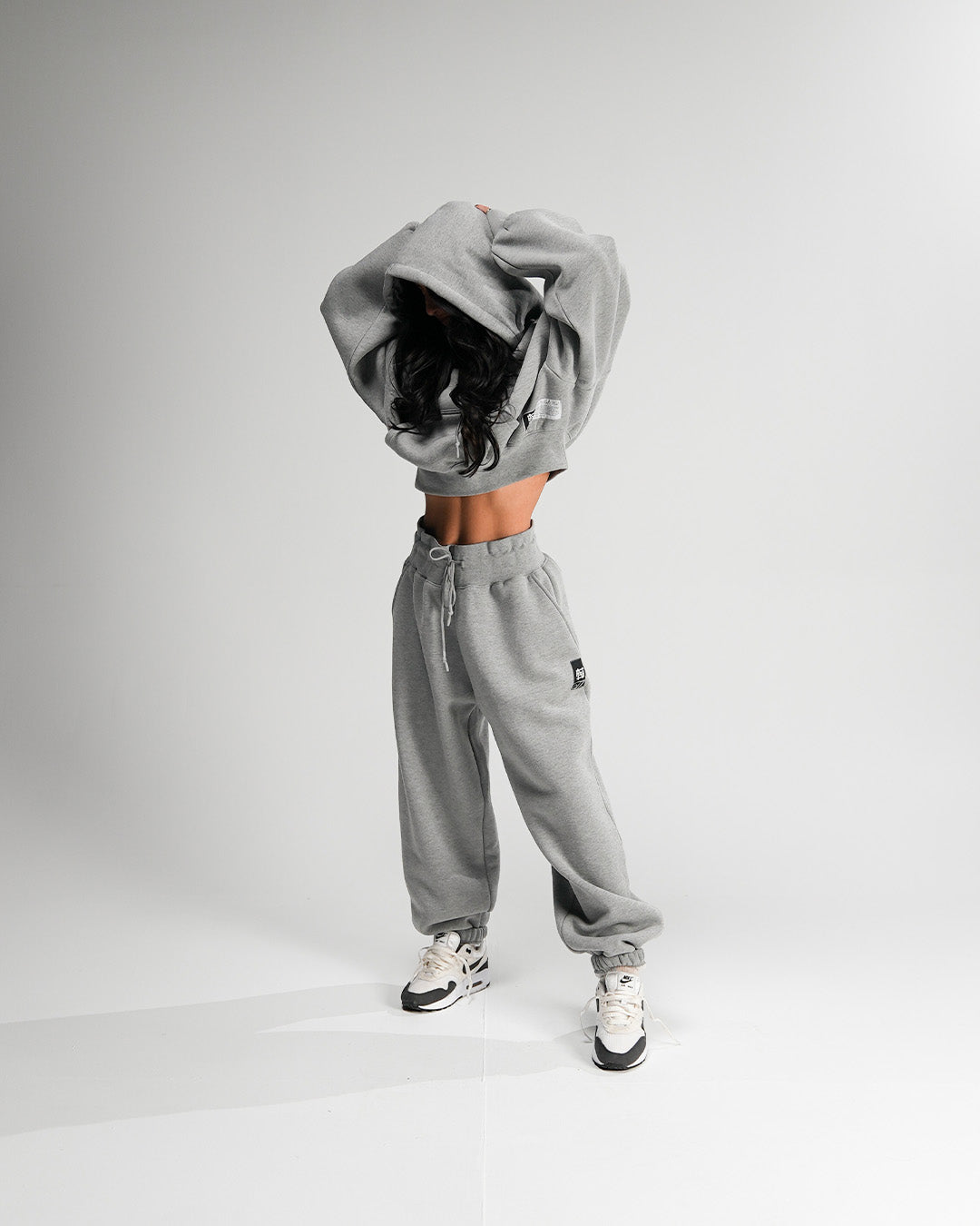 Women's Oversized Sweatpants - Soft & Comfortable Fleece Joggers in Heather Grey for Lounge, Yoga & Casual Wear