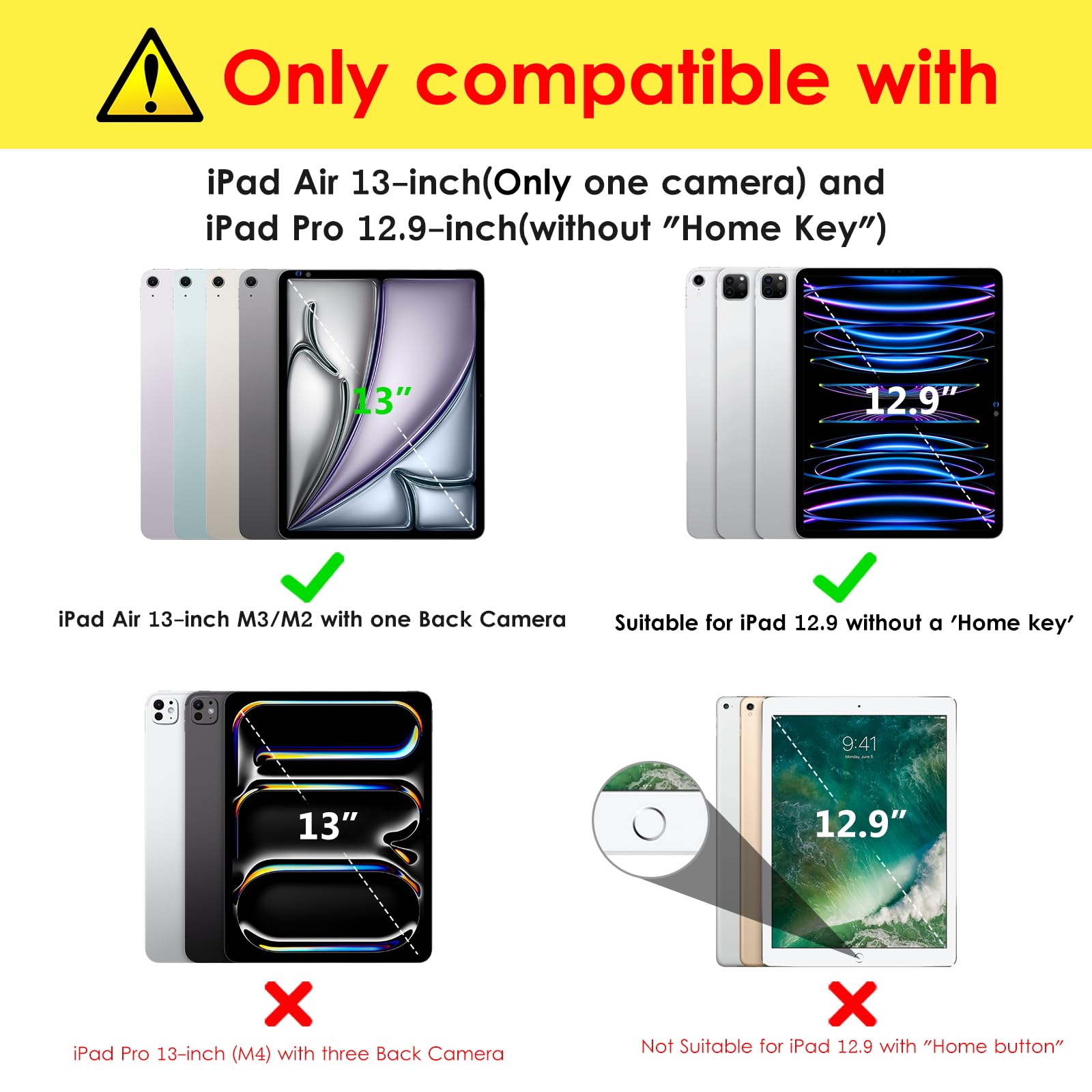 DTTO iPad Air 13 Inch Case M3/M2 2025/2024 & iPad Pro 12.9 Inch Case (6th/5th/4th/3rd Gen) - Slim Trifold Stand Smart Cover with Apple Pencil Holder | Midnight Green | Perfect for Work, Study & Travel Protection