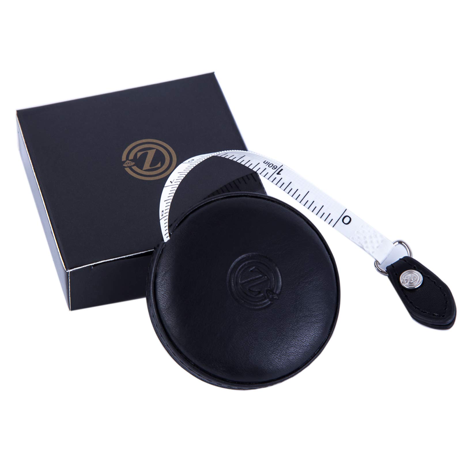 Retractable Leather Tape Measure 60 Inch/150 cm - Tailor Fabric Measuring Tape with Push Button - Black (1 Pack) - Perfect for Sewing, Tailoring, and DIY Craft Projects