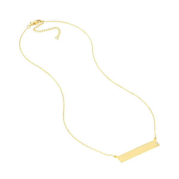 14K Gold Bar Necklace with Single Diamond Pendant - Dainty Minimalist Jewelry for Women - Perfect for Everyday Wear, Gift Giving & Special Occasions