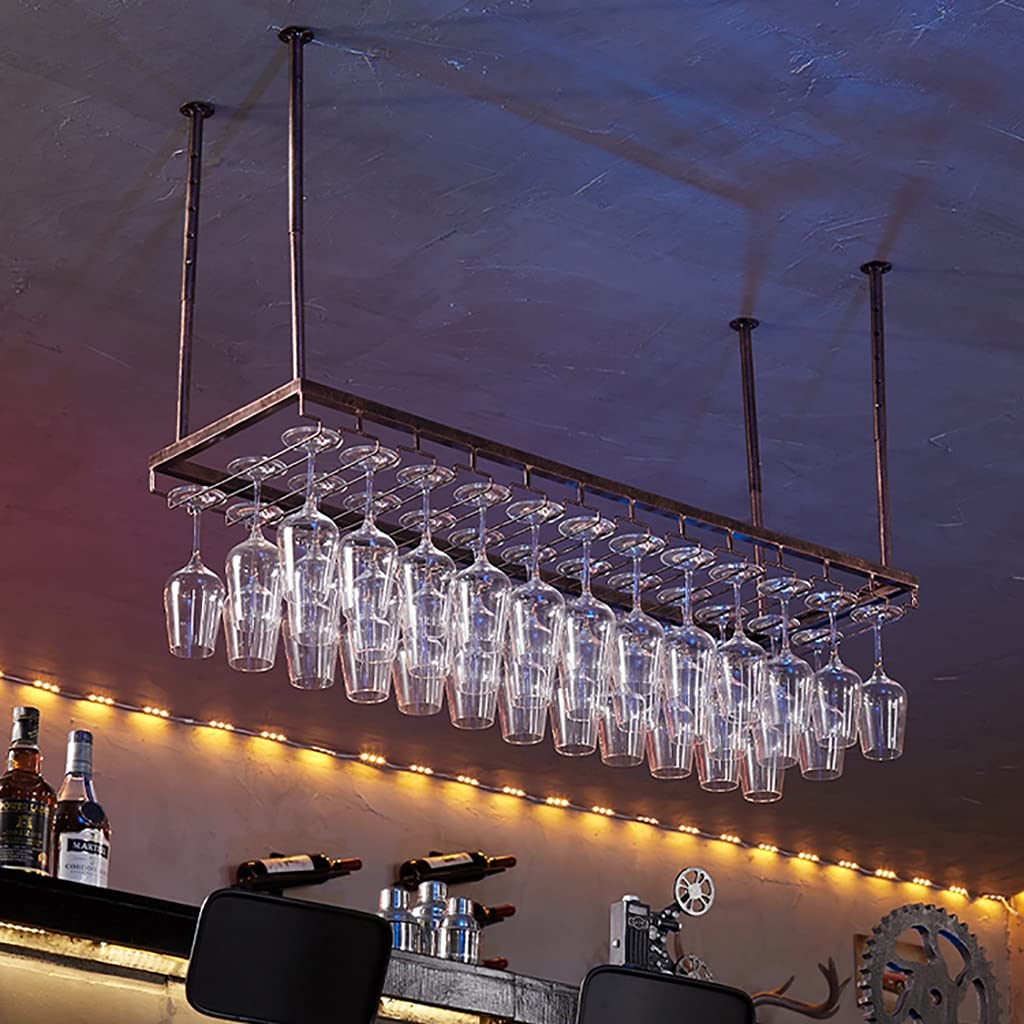 Vintage Metal Wall Mounted Wine Glass Holder - 60cm×35cm (23.6in×13.8in) Commercial Bar Decor - Perfect for Restaurants, Home Kitchens & Wine Cellars