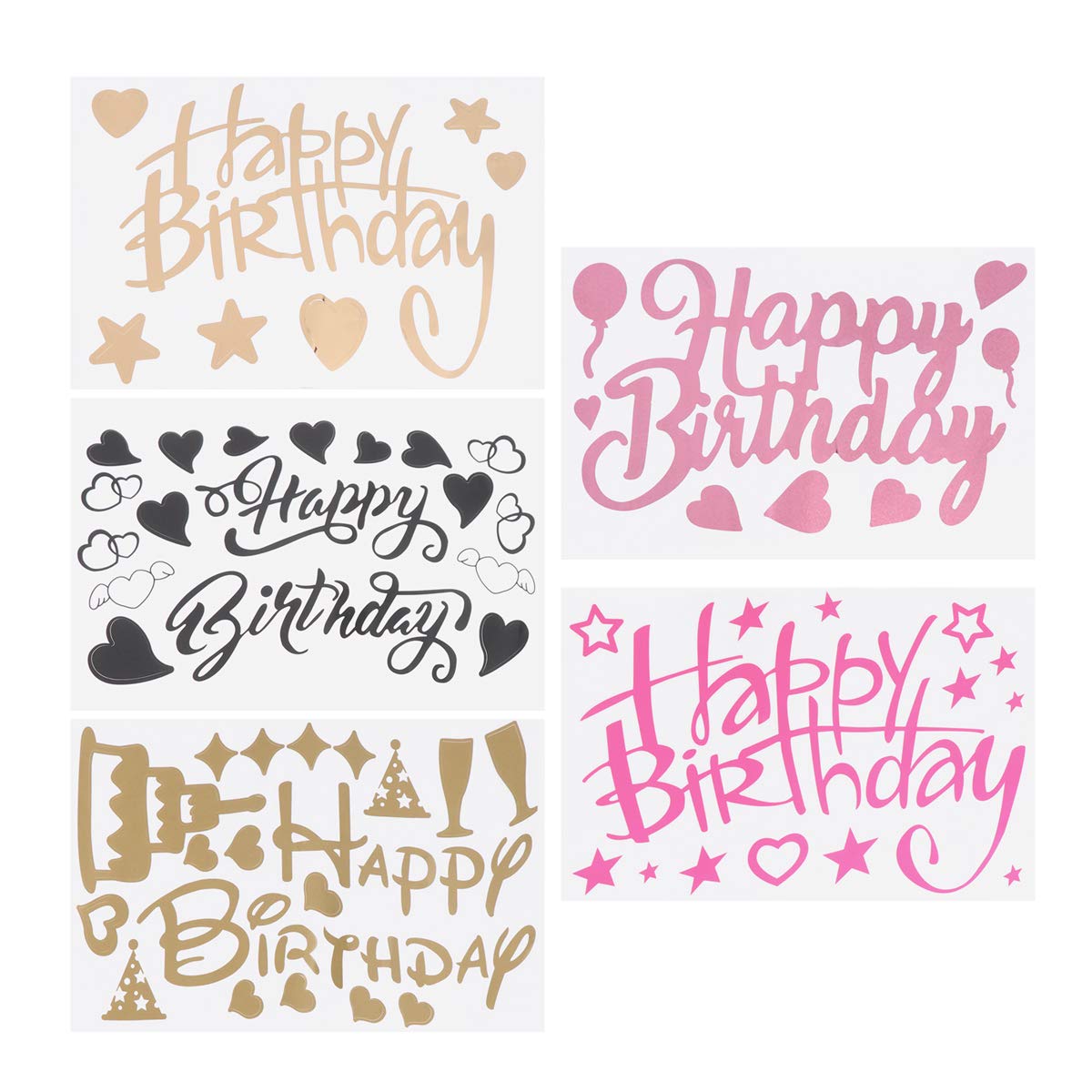 5pcs White Letter Stickers for Birthday Party Decorations - Alphabet Decals, Balloon Stickers, DIY Party Supplies - Perfect for Cake Toppers, Gift Wrapping & Scrapbooking