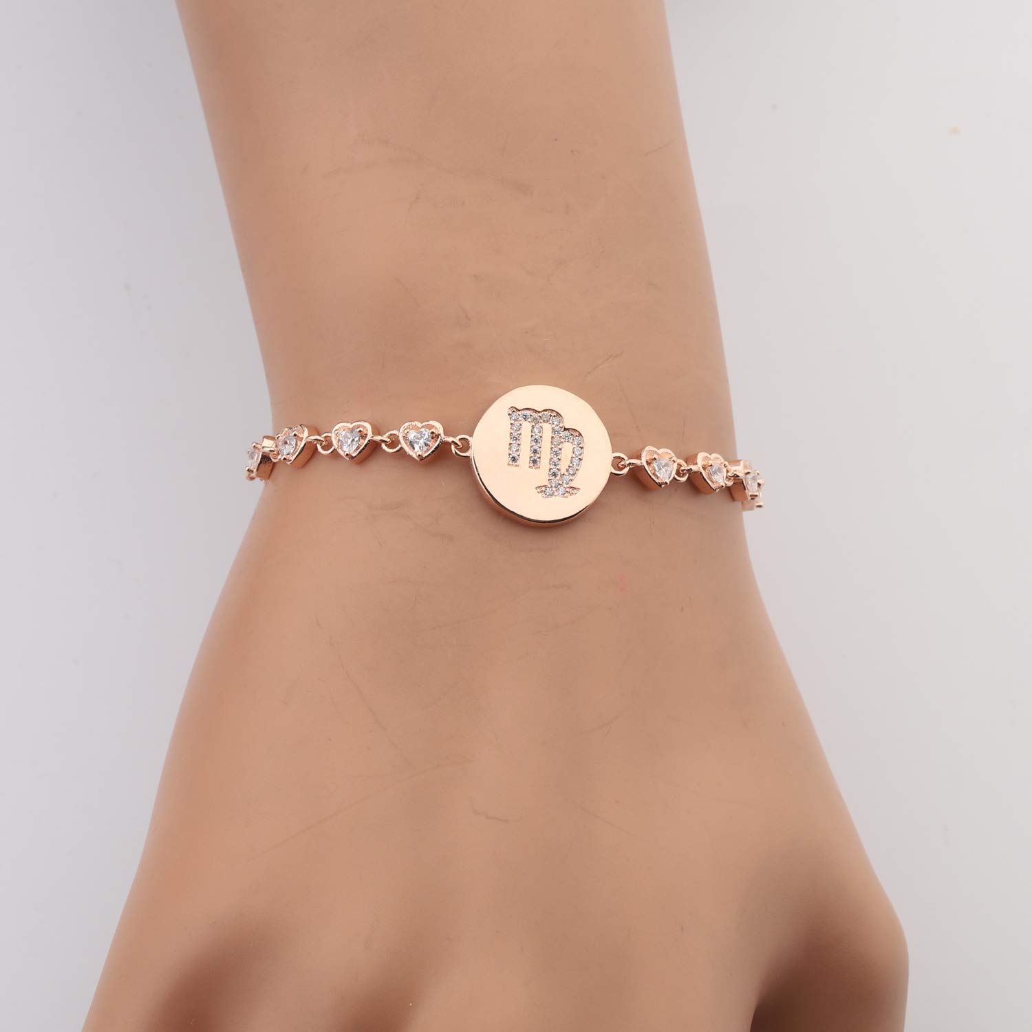 ENSIANTH Rose Gold Zodiac Sign Adjustable Bracelet for Women - Personalized Birthday Gift, Dainty Astrology Jewelry for Everyday Wear & Special Occasions