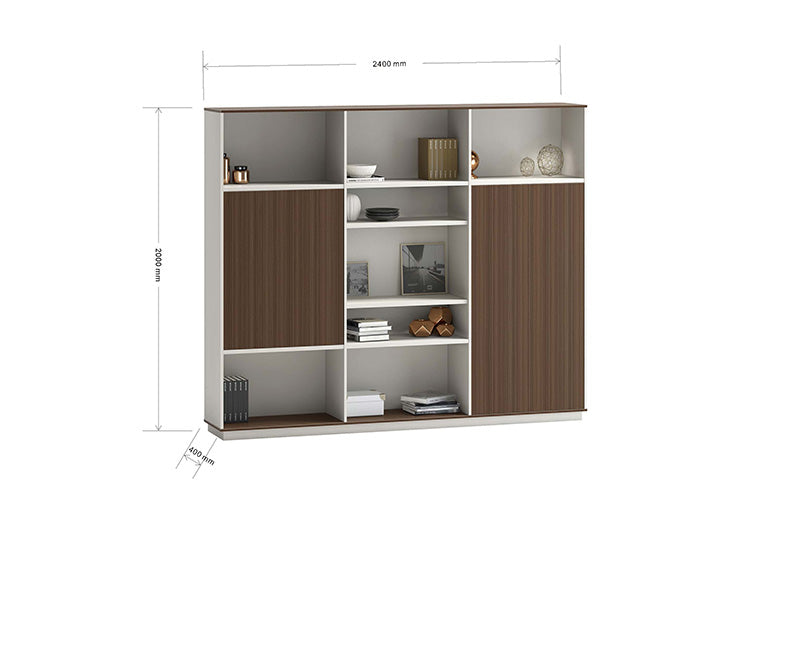 240cm ANDERS Display Unit - Hazelnut Gold & Beige Modern Bookshelf for Living Room, Office & Bedroom Storage Organization
