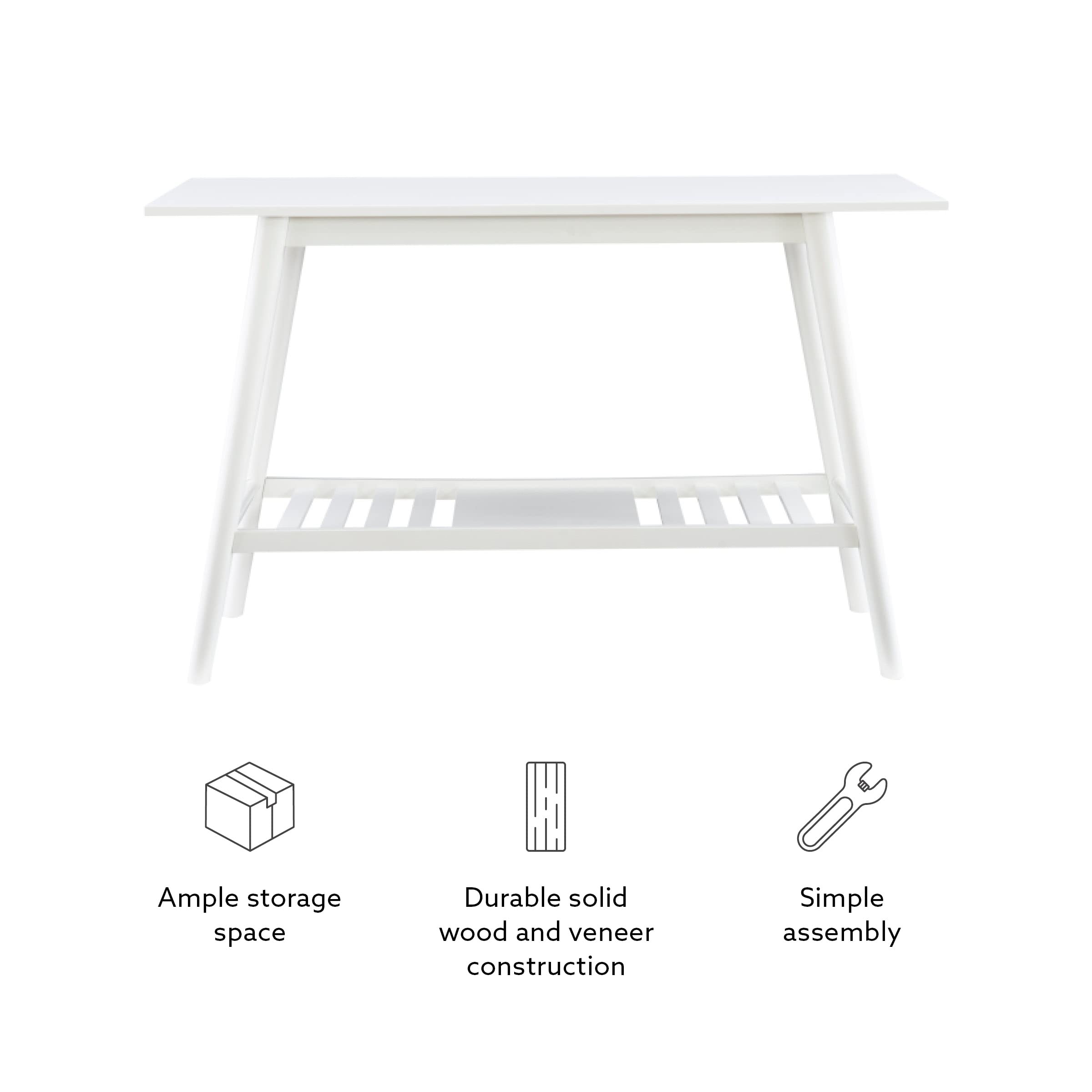 Linon White Mid Century Modern Console Table - Melissa Design for Entryway, Living Room & Hallway Decor
