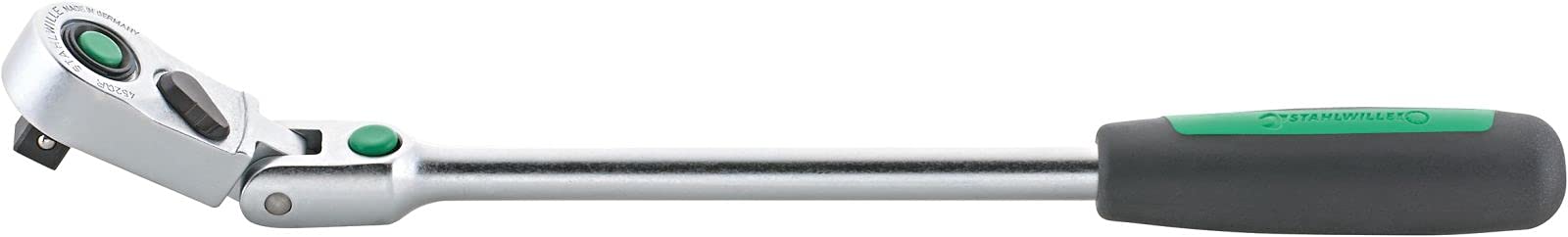 Stahlwille 12261010 80-Tooth Quick Release Fine-Tooth Ratchet Wrench - Flexible Joint, Reversible, Non-Slip 2-Component Handle, 300mm Length - Professional Automotive & DIY Tool - Made in Germany - Perfect for Tight Spaces and Precision Mechanical Work