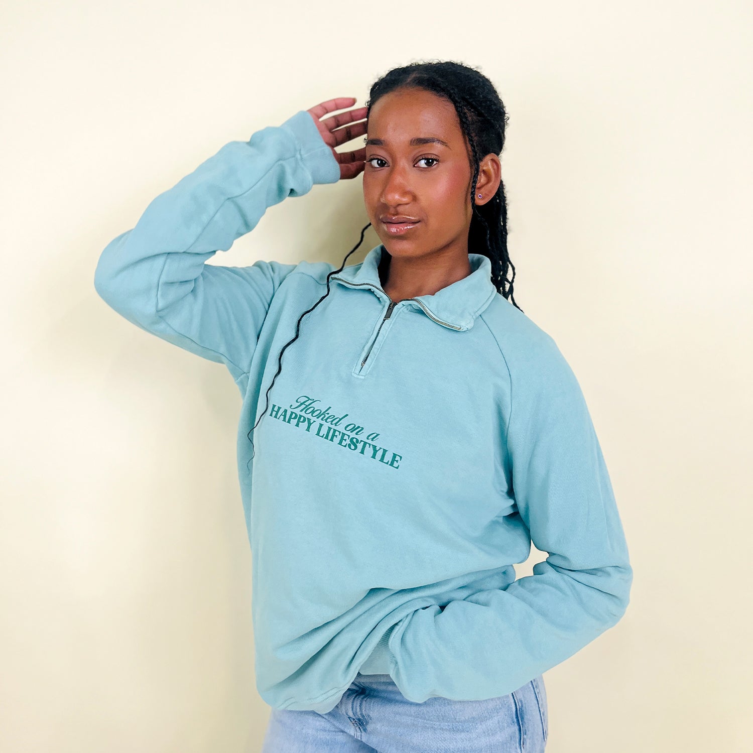 Half Zip Hooked Verde Pullover Sweatshirt for Men - Comfortable & Stylish Casual Wear for Outdoor Activities and Daily Use