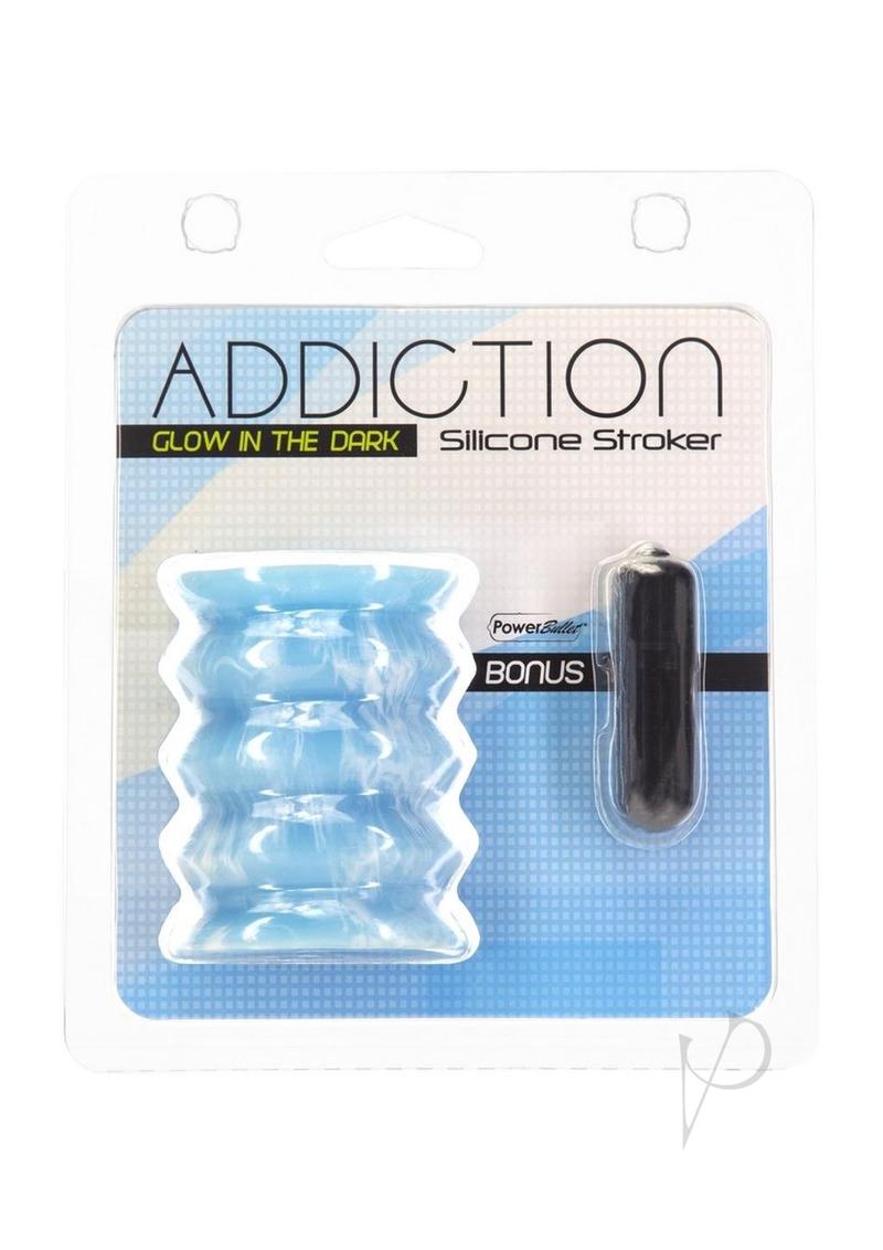 Glow in The Dark Silicone Masturbation Sleeve - Blue & White | Realistic Textured Male Pleasure Toy for Solo Play & Couples Use