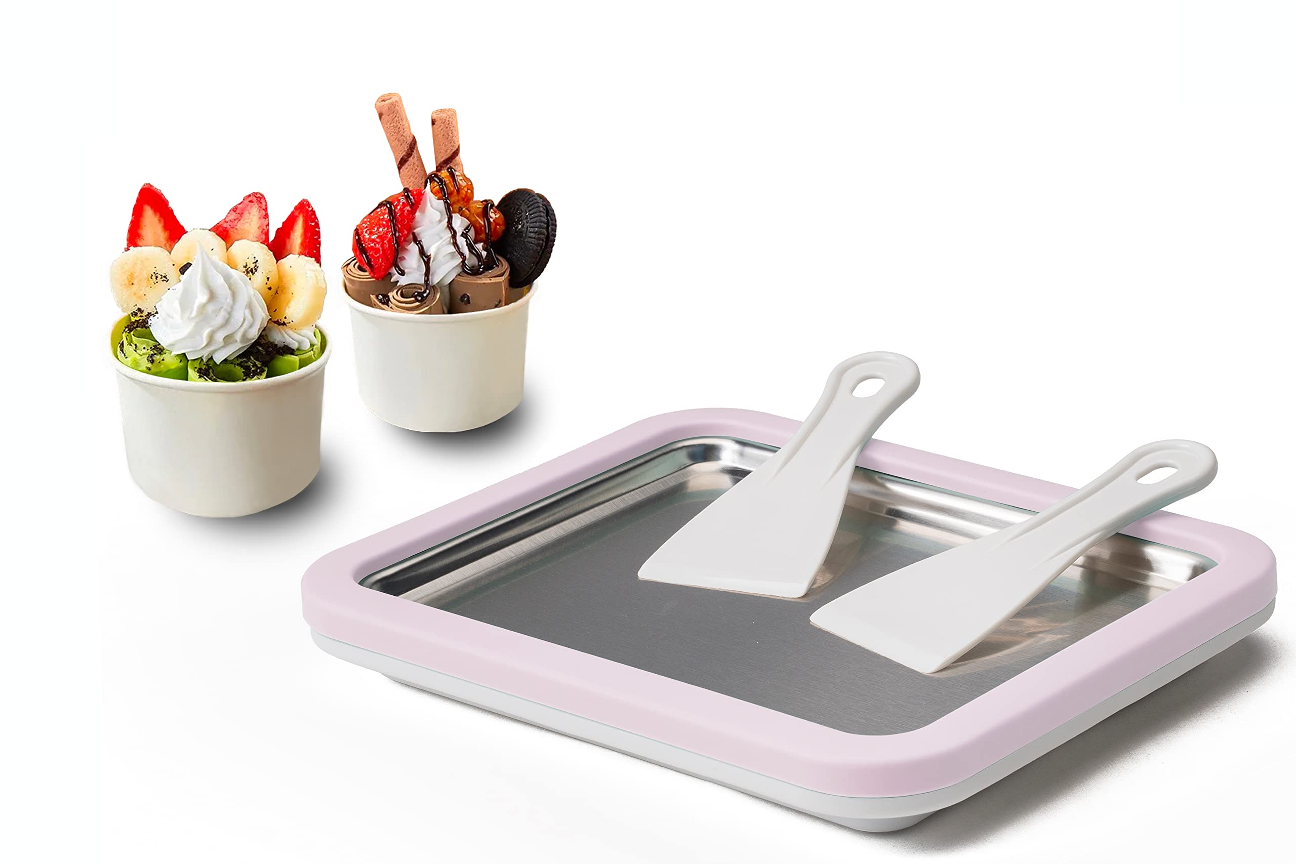 JoyMech Instant Gelato Maker - Electric Rolled Ice Cream Machine with Cold Plate, Perfect for Homemade Thai Rolled Ice Cream, Dessert Shops & Party Treats (Lavender)