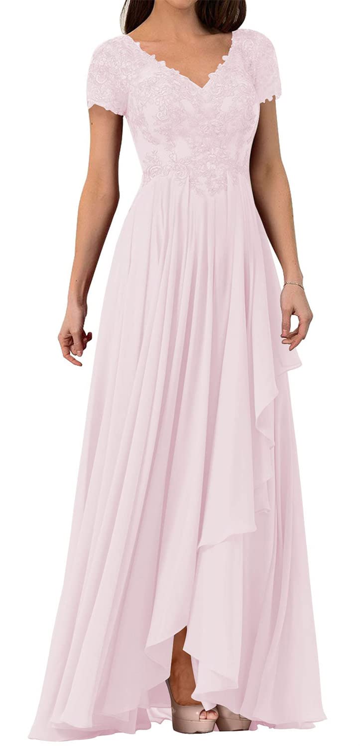 Elegant Mother of the Bride Dress - Lace Formal Evening Gown with Chiffon Details | Wedding Guest Dress for Women | Short Sleeves | Perfect for Weddings, Galas & Special Occasions