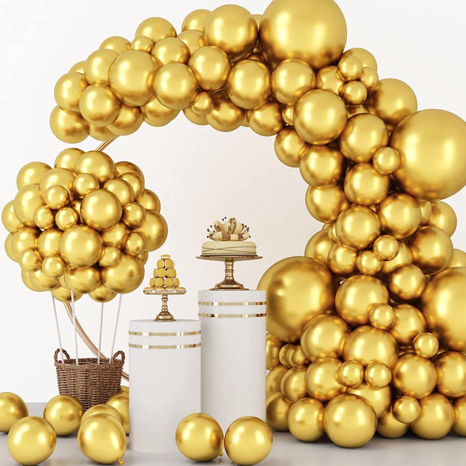 60PCS Gold Metallic Balloons 12 Inch Latex Party Decorations - Perfect for Birthday, Christmas, Wedding, Graduation, Baby Shower, Bachelorette & Retirement Celebrations