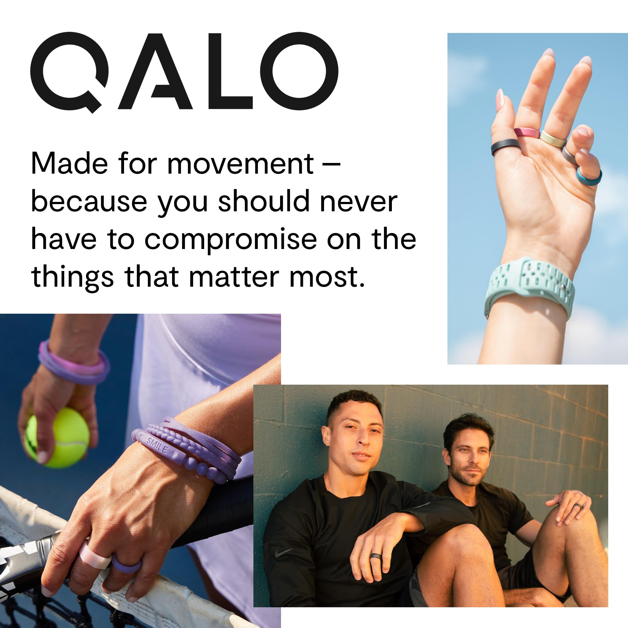 QALO Women's Silicone Wedding Band - Dual Layer Two-Tone Strata Arrowhead Design, Breathable & Durable Rubber Engagement Ring for Active Lifestyles | Perfect for Gym, Swimming, Travel & Everyday Wear (Multiple Colors)
