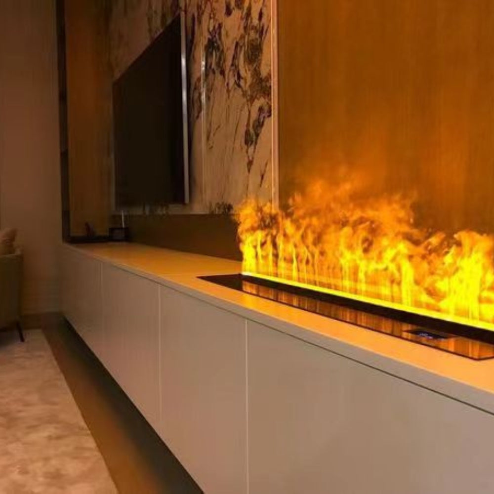 Litedeer Homes Mercury Smart Electric Fireplace - Water Vapor Flame Effect, No Heat, Wall Mounted Fireplace Insert - Perfect for Bedroom, Living Room & Office Decor