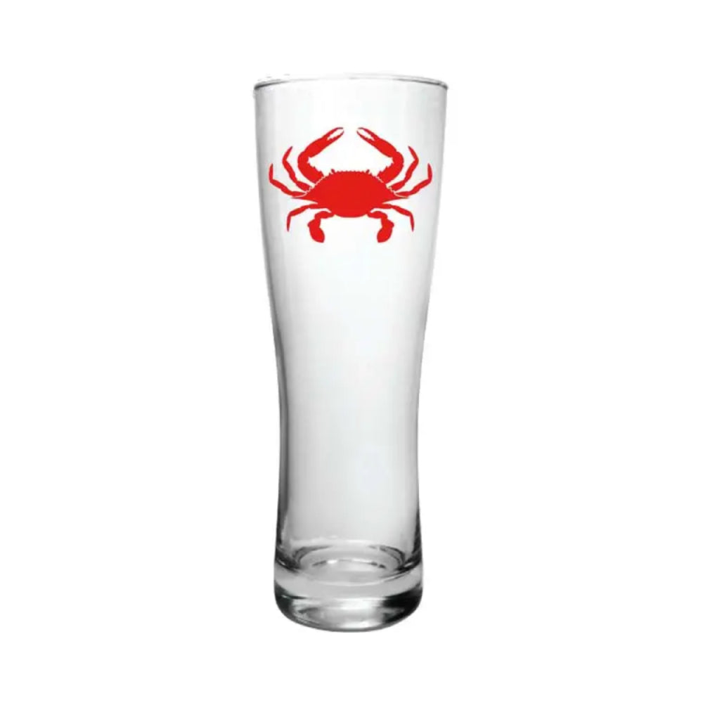 Premium Blue Crab Design Pilsner Beer Glass - Perfect for Craft Beer, Lager, and Summer BBQs - 16 oz Clear Glass with Sturdy Base
