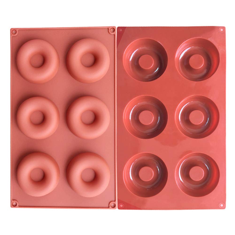 6/8/18 Cavity Silicone Donut Mold - Non-Stick Baking Pan for Homemade Donuts, Cakes, Biscuits, Bagels & Muffins | Perfect for Birthday Parties, Brunch & Holiday Baking (6-Cavity)