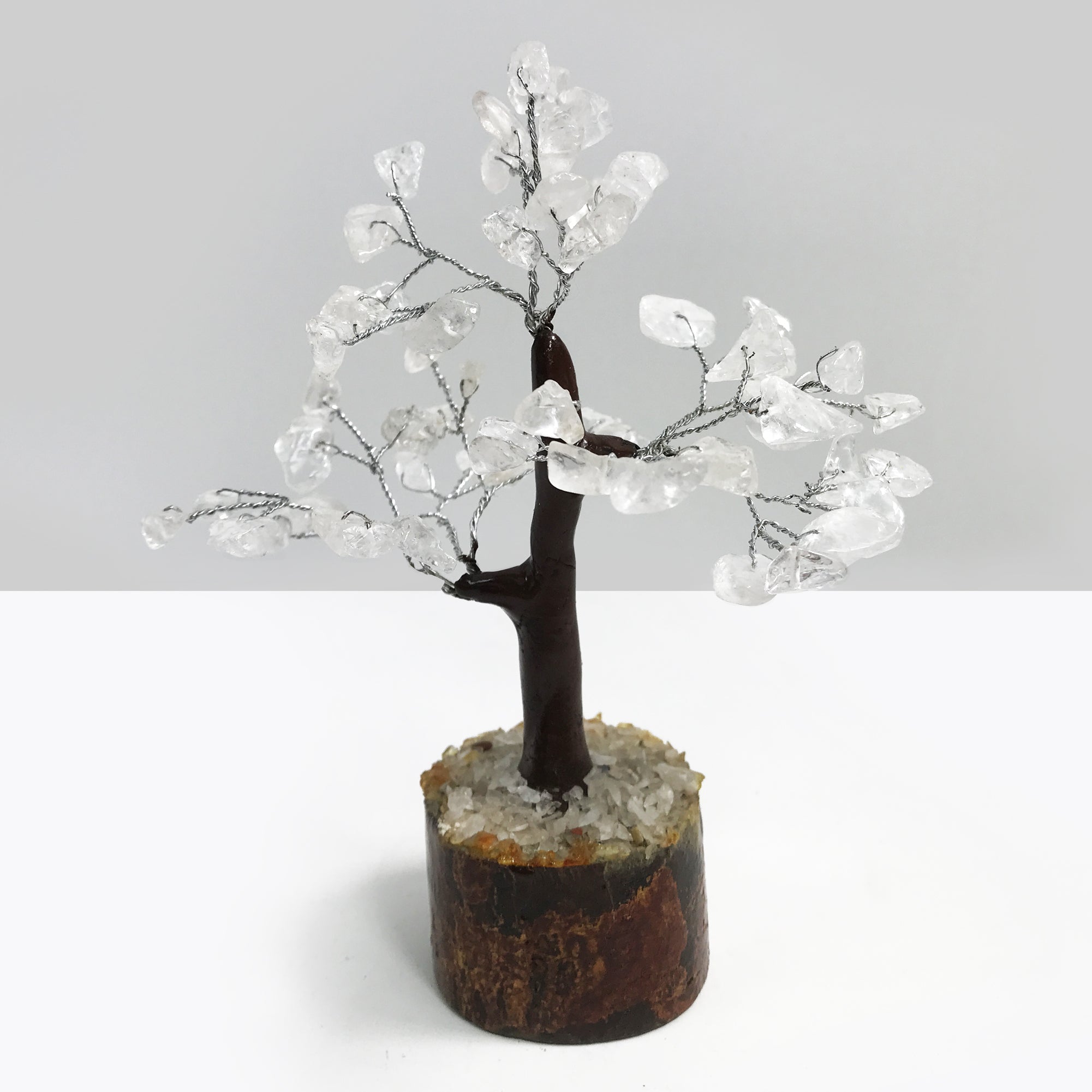 60 Beads Clear Quartz Crystal Tree – Natural Gemstone Healing Tree for Feng Shui, Chakra Balancing & Positive Energy | Handmade Crystal Bonsai Decor for Home, Office & Meditation Spaces | GGT060 Clear Quartz
