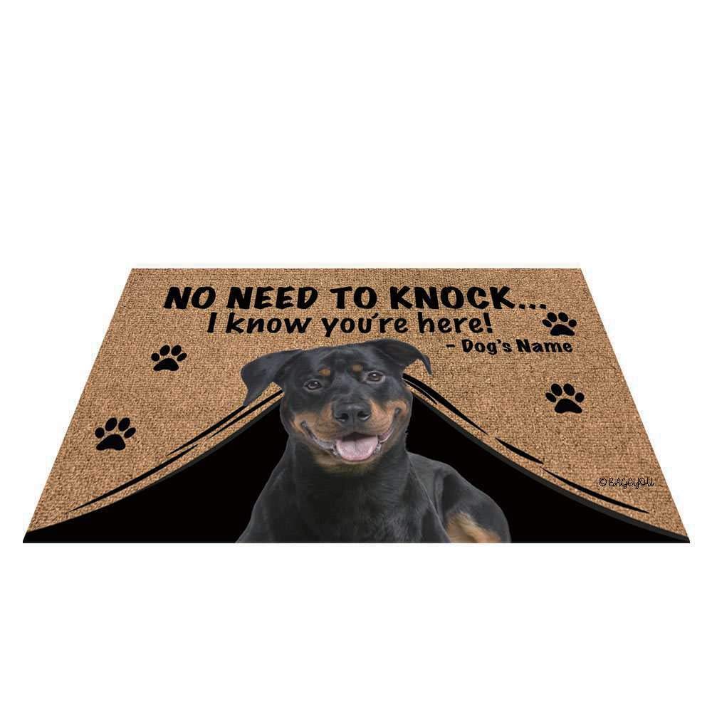 BAGEYOU Personalized Dog Doormat - Custom Rottweiler Welcome Mat with Pet's Name (27.5