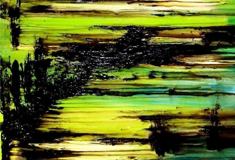 Abstract Lime Green Wall Art - Modern Canvas Painting for Home & Office Decor | Perfect for Living Room, Bedroom, or Workspace