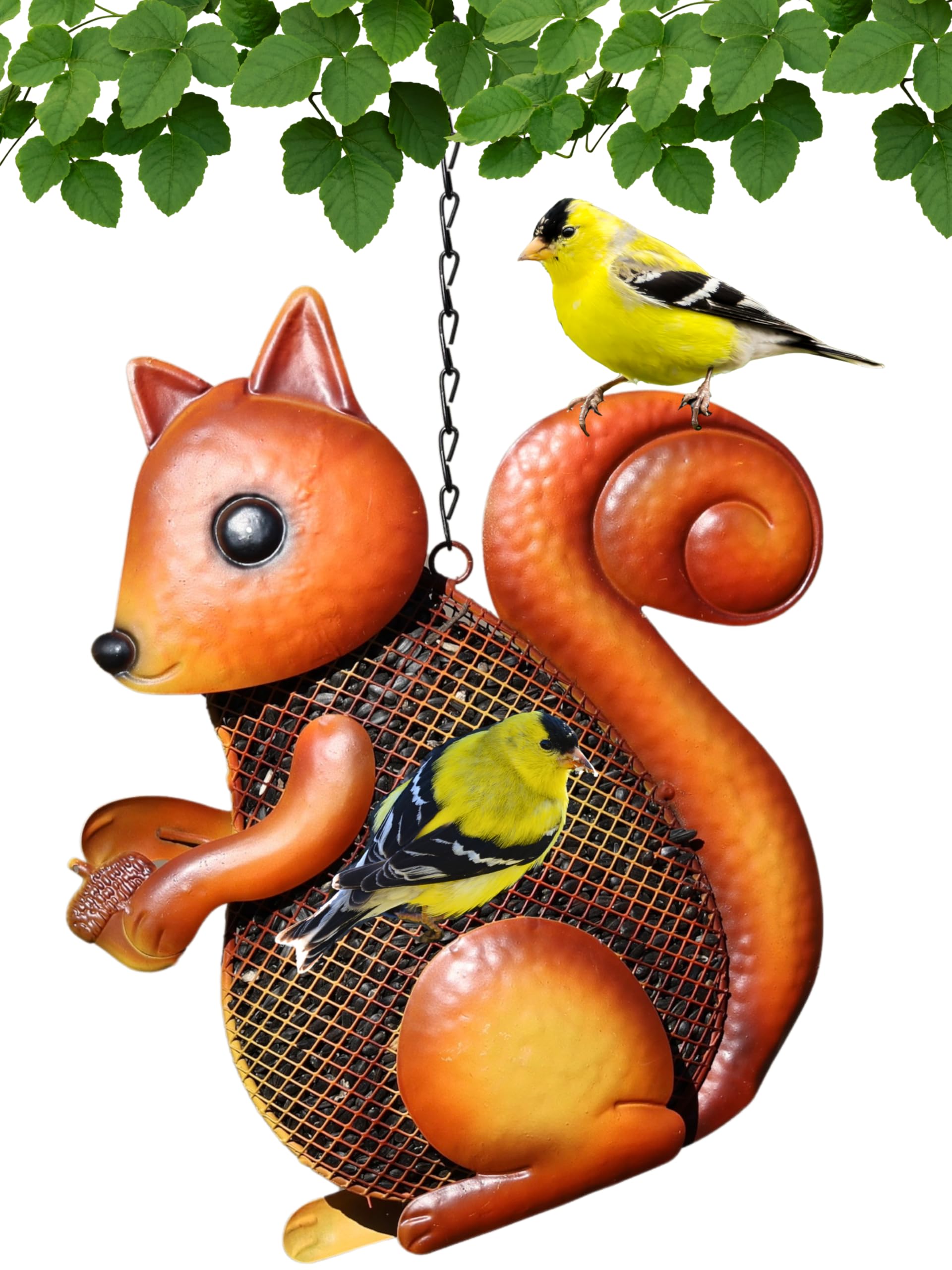 Durable Metal Mesh Bird Feeder with Hanging Chain - 5 Cup Capacity for Wild Birds & Squirrels - Perfect for Backyard, Garden & Outdoor Bird Watching
