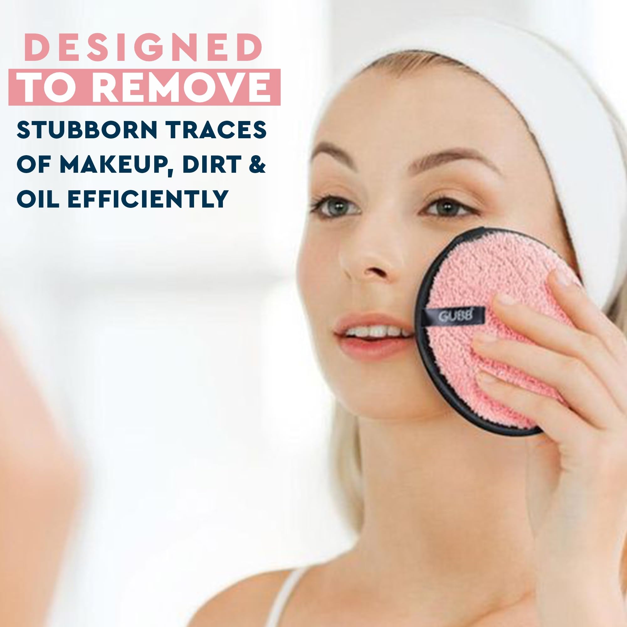GUBB Reusable Makeup Remover Pads - Soft Double-Sided Microfiber Facial Cleansing Pads for Oily, Dry & Sensitive Skin | Washable Makeup Sponge Towels for Deep Cleansing | Pack of 2 (Purple & Pink) | Perfect for Travel, Daily Skincare & Eco-Friendly Beauty Routine