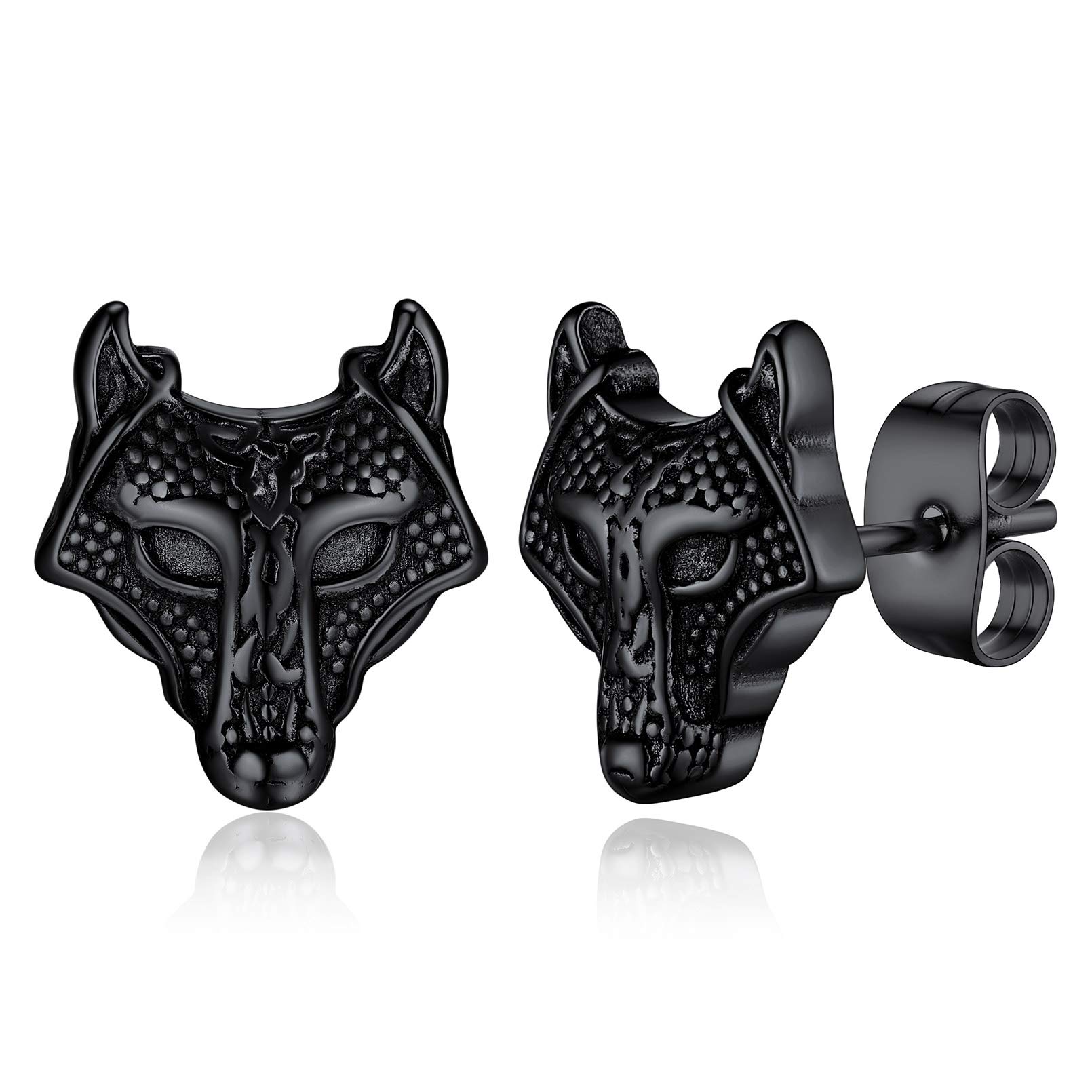 FaithHeart Viking Animal Huggie Hoop Earrings for Men - Gothic Dragon/Snake/Dinosaur/Wolf Stainless Steel Hypoallergenic Lightweight Stud Earrings - Punk Rock Jewelry Gift for Him - Perfect for Concerts, Parties & Gothic Fashion