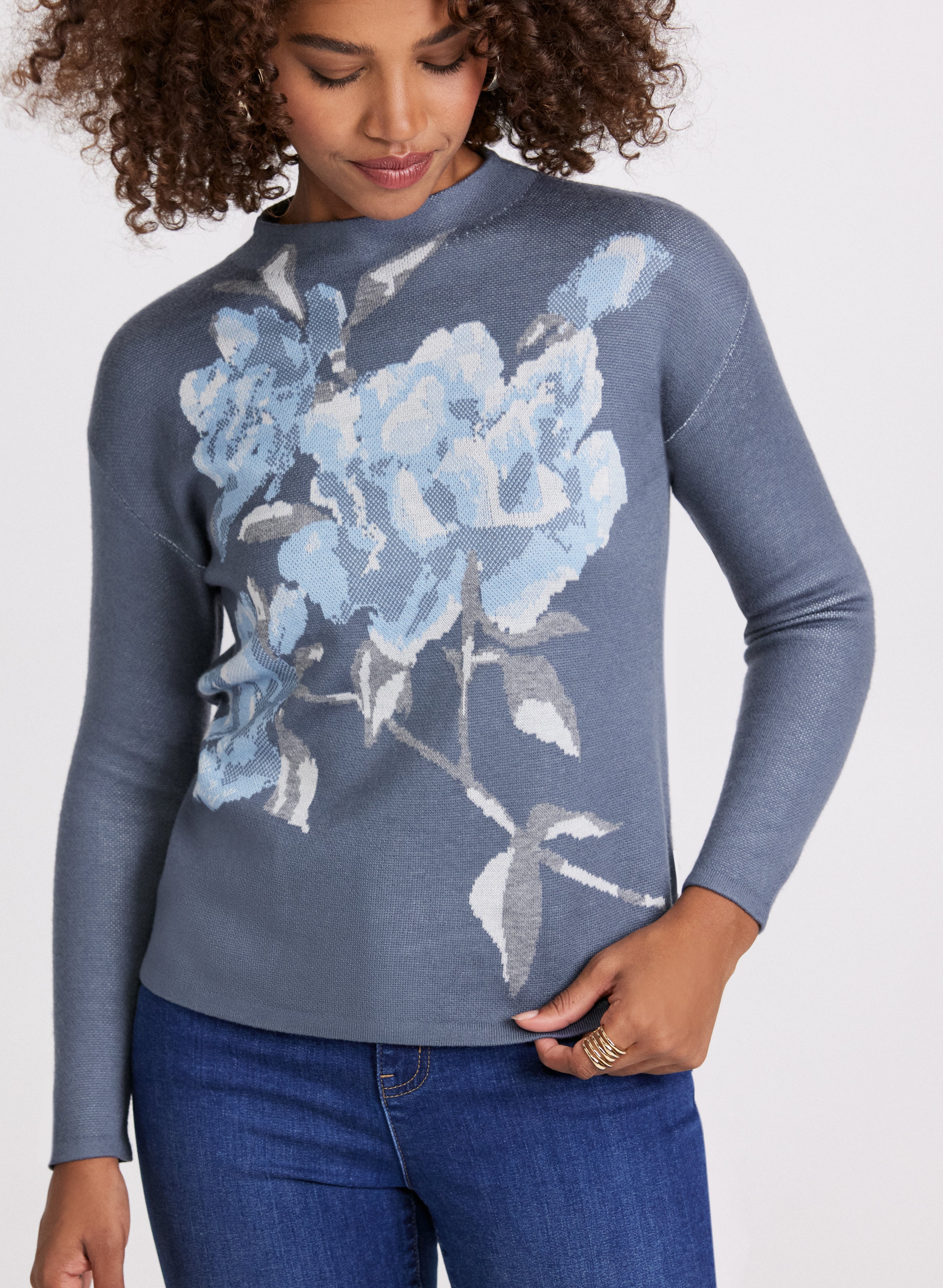 Floral Print Pullover Sweater for Women - Soft & Comfortable Knit Top - Perfect for Spring, Fall & Casual Outings