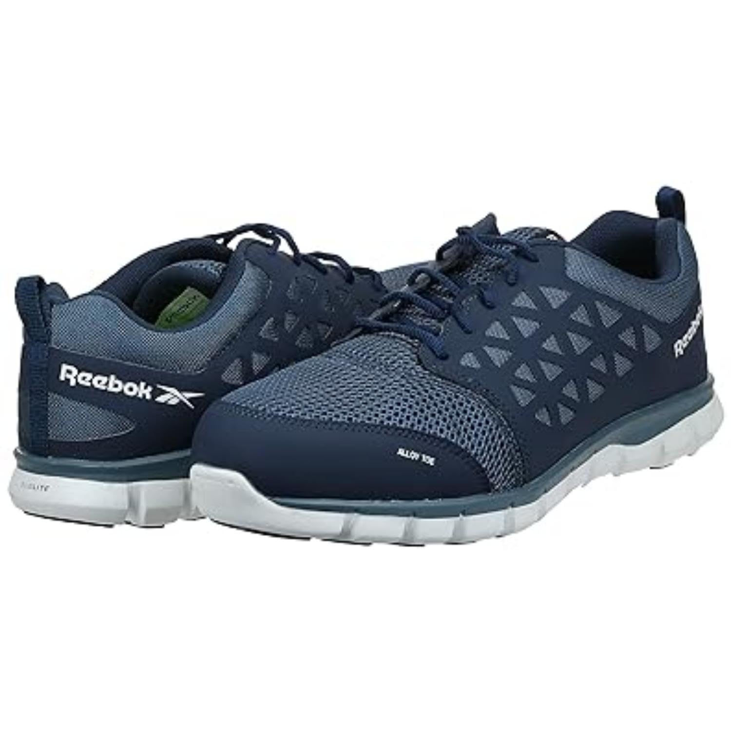Reebok RB4043 Sublite Cushion Men's Work Safety Shoes with Alloy Toe - Navy Blue - Lightweight & Comfortable for Construction, Warehouse & Industrial Work