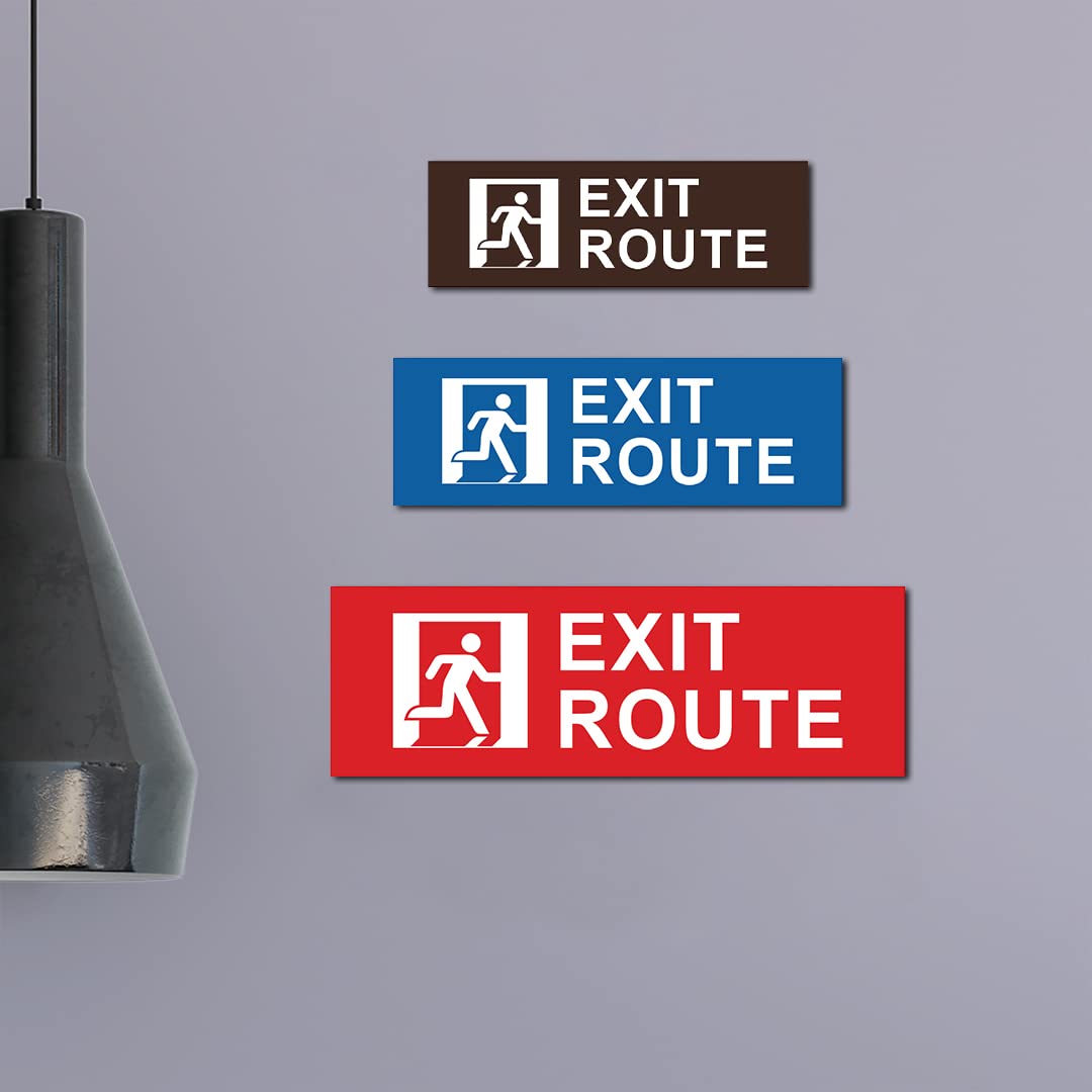 Large Basic Exit Route Sign (White/Red) - OSHA Compliant Emergency Exit Signage for Warehouses, Offices & Public Buildings