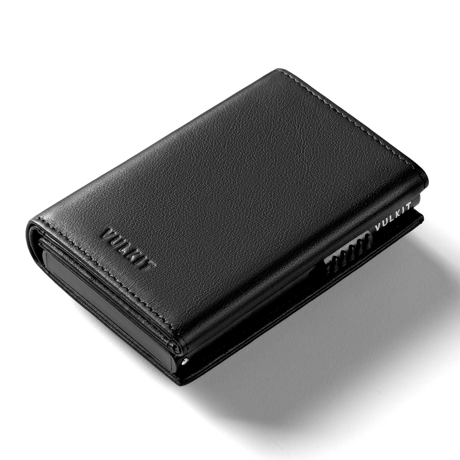 VC302P Genuine Leather Tri-Fold Wallet with Side Slider Mechanism, Back Zipper Slot & Magnetic Closure - Perfect for Men's Everyday Carry, Business & Travel