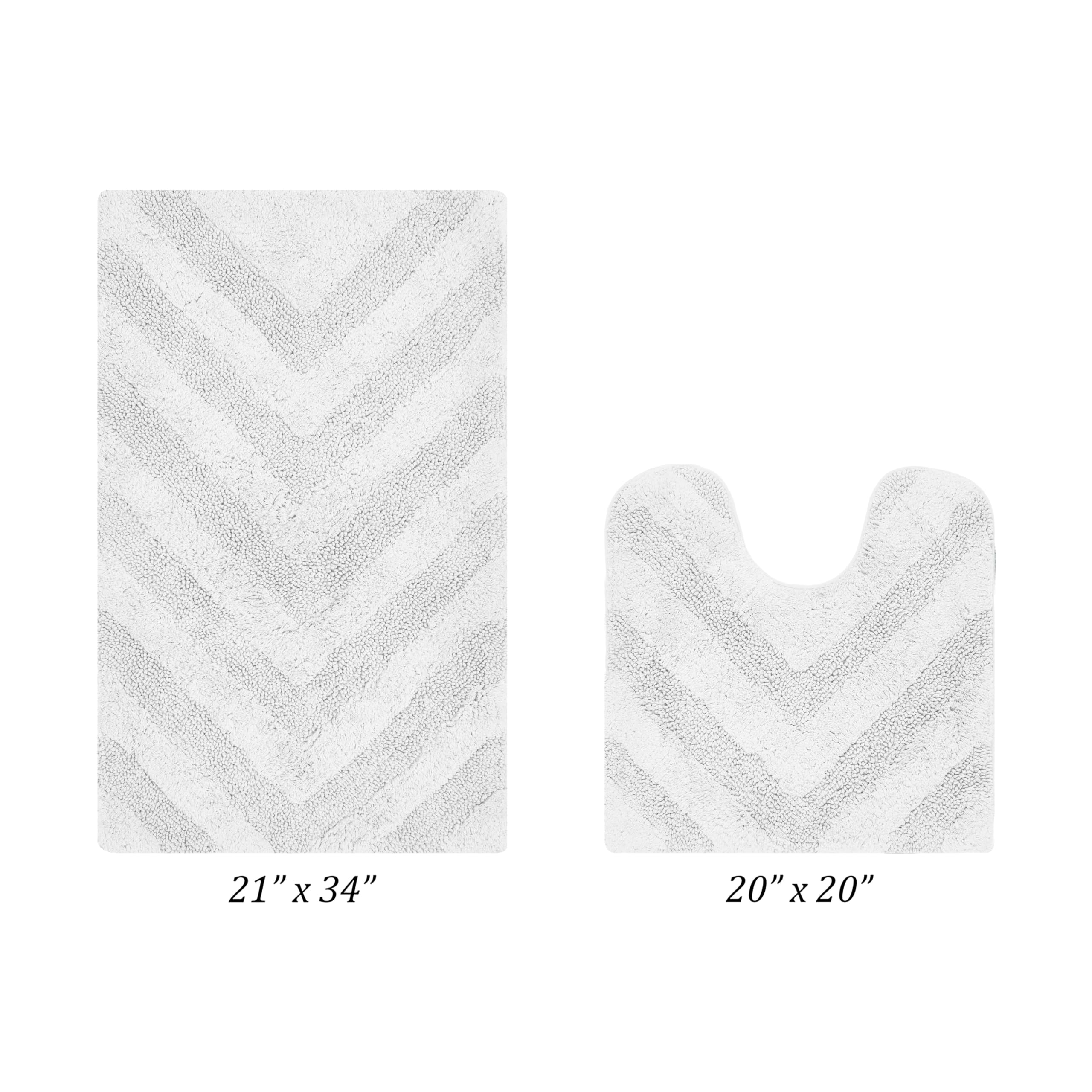 Better Trends 2-Piece Cotton Bathroom Rug Set - Ultra Soft, Absorbent & Non-Slip Bath Mat for Shower, Bathtub & Spa Floors - Machine Washable - White Hugo Collection - Perfect for Modern Bathrooms & Cozy Home Decor