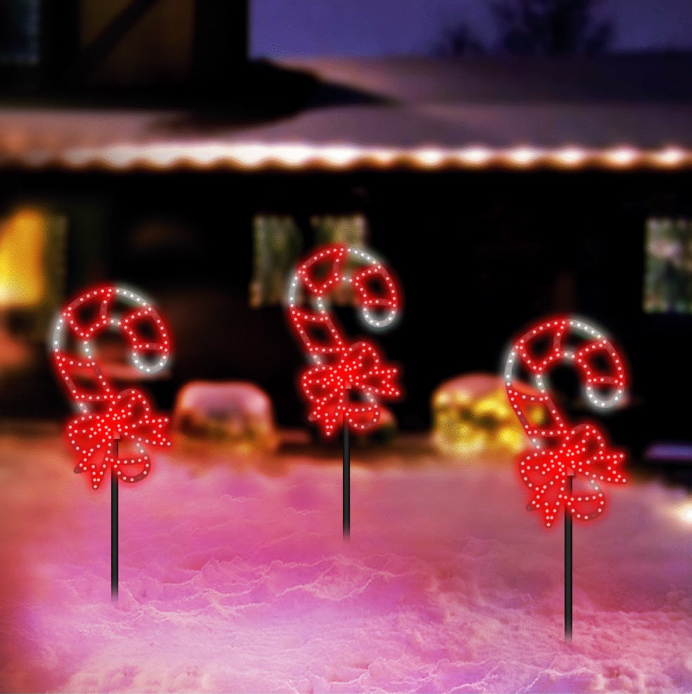 16-Pack Vibrant LED Candy Cane Christmas Decorations with Bow - Battery Operated Holiday Lights for Indoor/Outdoor Xmas Tree, Yard, and Home Decor