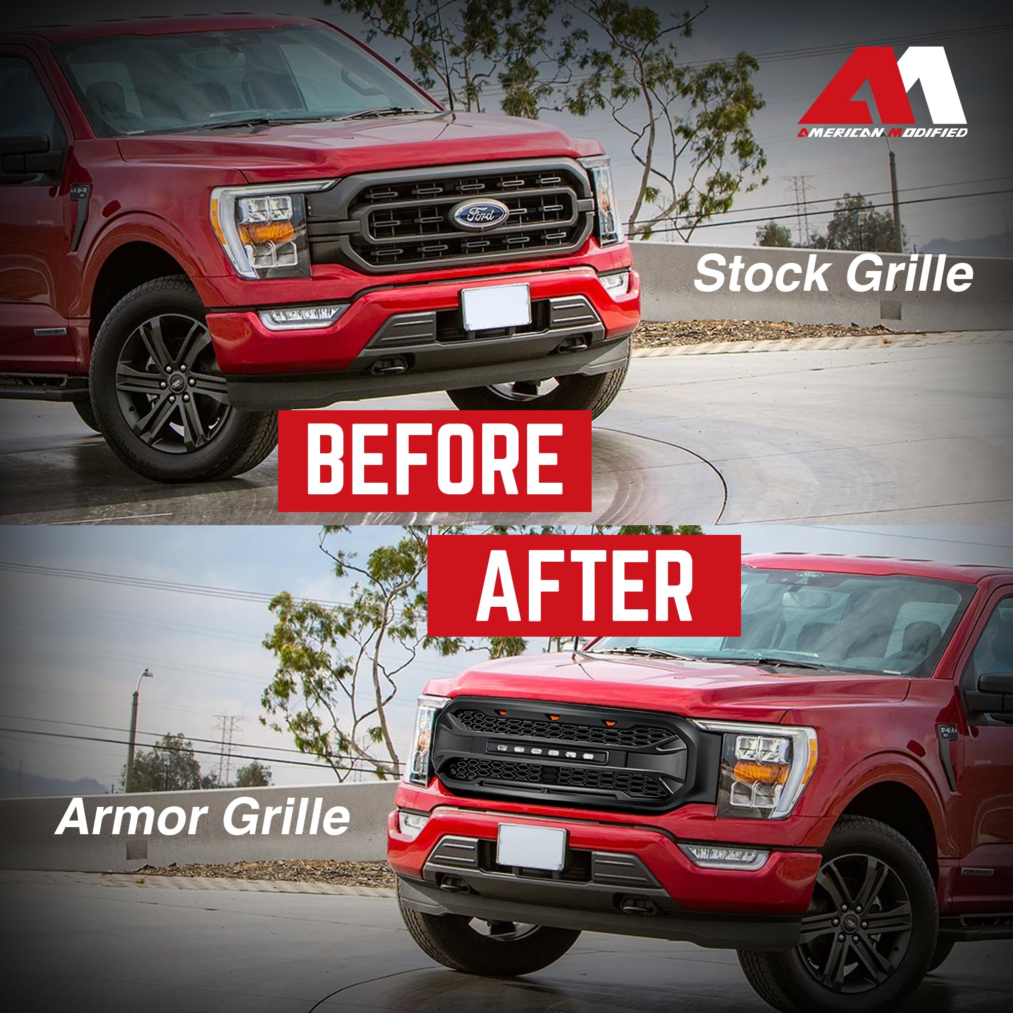 2021-2023 Ford F150 Front Grille Replacement - Matte Black Mesh Grill with Off-Road Lights (No Camera Hole) | Durable Aftermarket Upgrade for Enhanced Style & Off-Road Performance | Perfect for Truck Enthusiasts & Outdoor Adventures