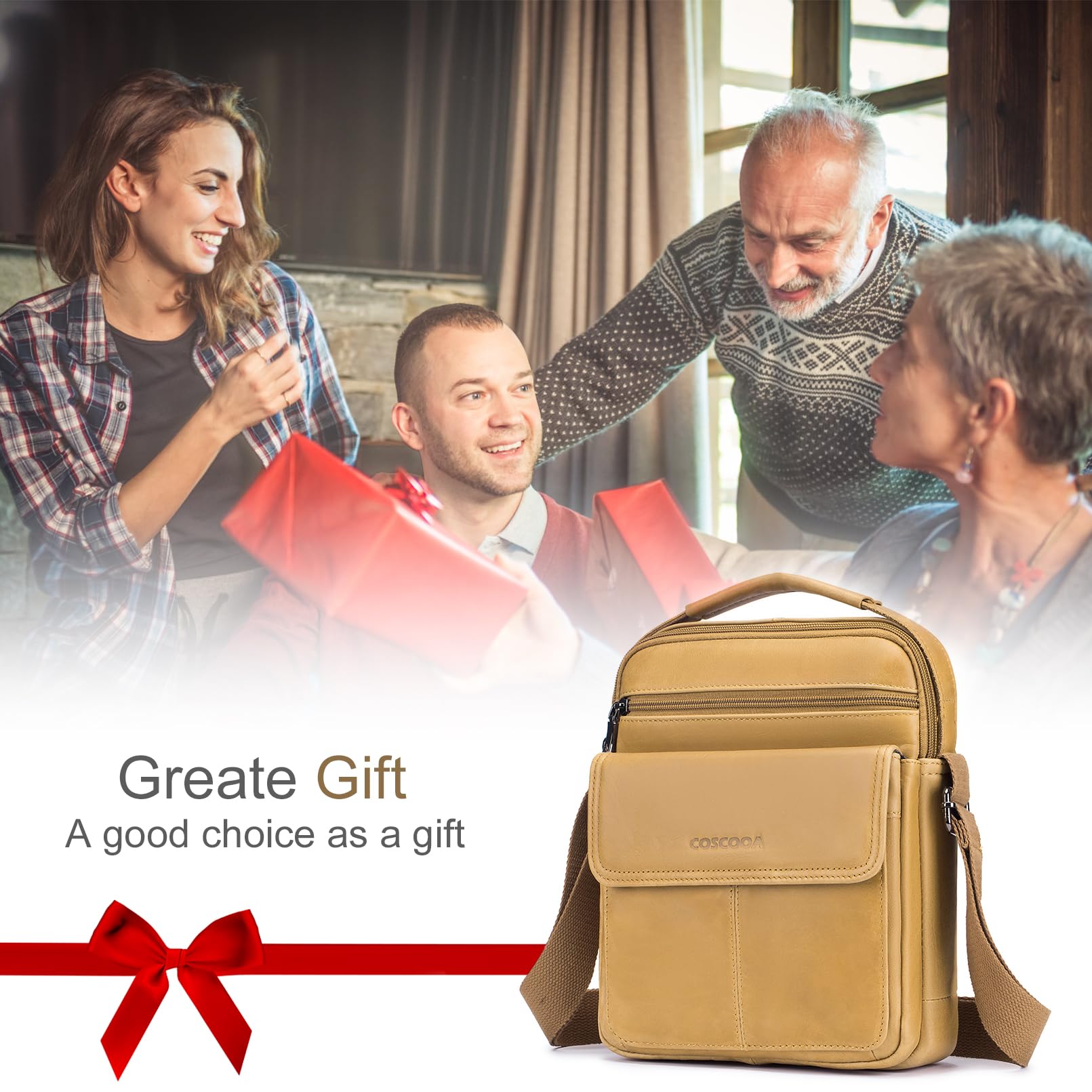 Premium Men's Leather Crossbody Shoulder Bag - Stylish Messenger Satchel for Travel, Work & Everyday Use - Durable Handbag for Business Commute & Weekend Outings