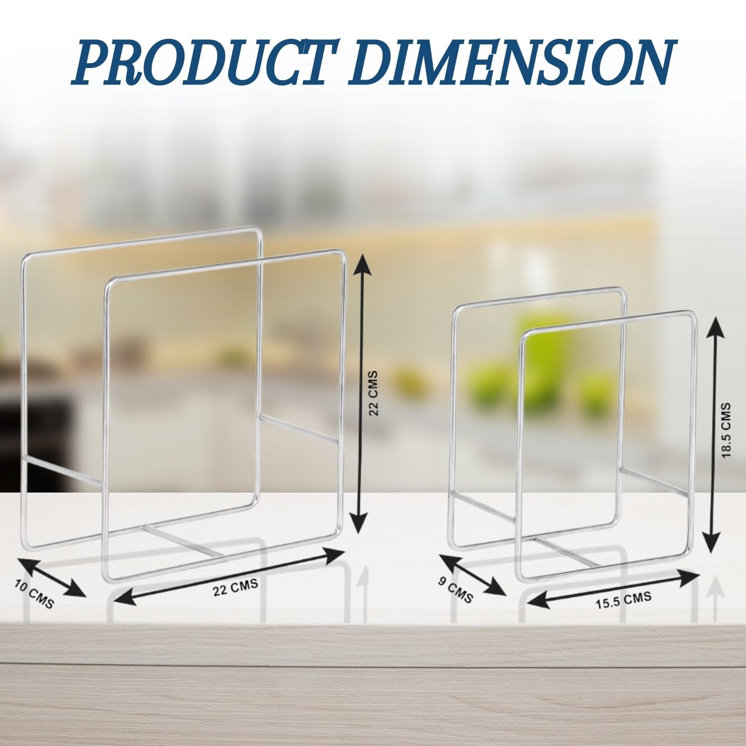 YUMUN 2-Piece Stainless Steel Square Plate Rack Set - Large & Small Kitchen Organizer for Dish Lids, Bowls, Plates - Space Saving Tiered Shelf for Cabinet, Countertop or Cupboard Storage - Perfect for Small Kitchens, Restaurants and Home Organization