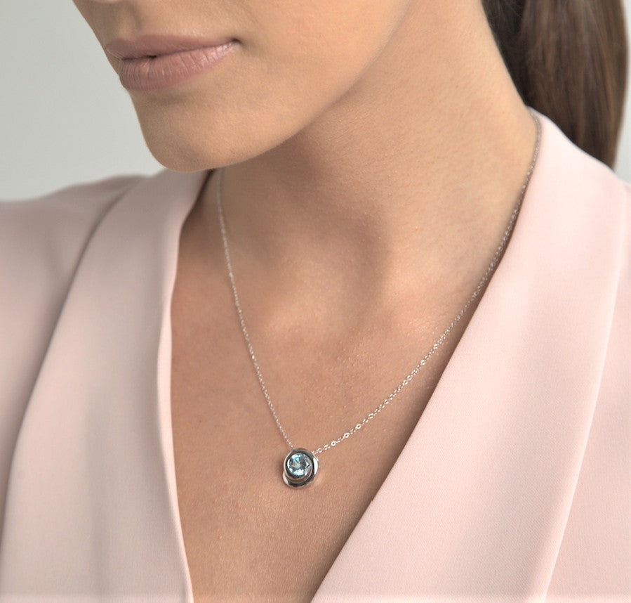 Blue Topaz Swirl Pendant Necklace for Women - Elegant Sterling Silver Jewelry Gift for Birthday, Anniversary & Valentine's Day | Perfect for Parties, Weddings & Special Occasions