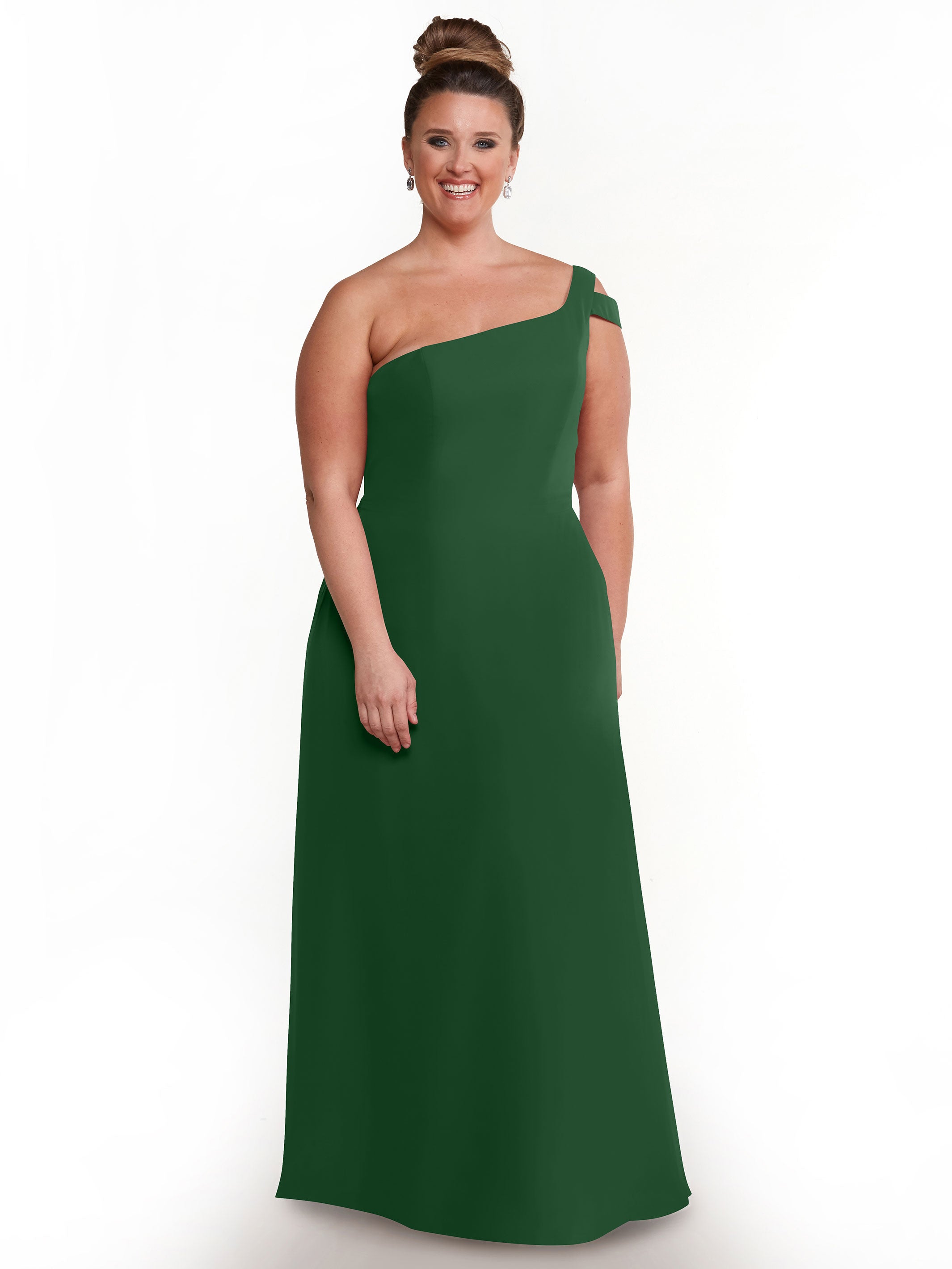 Elegant 80139 Chiffon A-Line One Shoulder Bridesmaid Dress with High Slit - Perfect for Weddings, Formal Events & Evening Parties