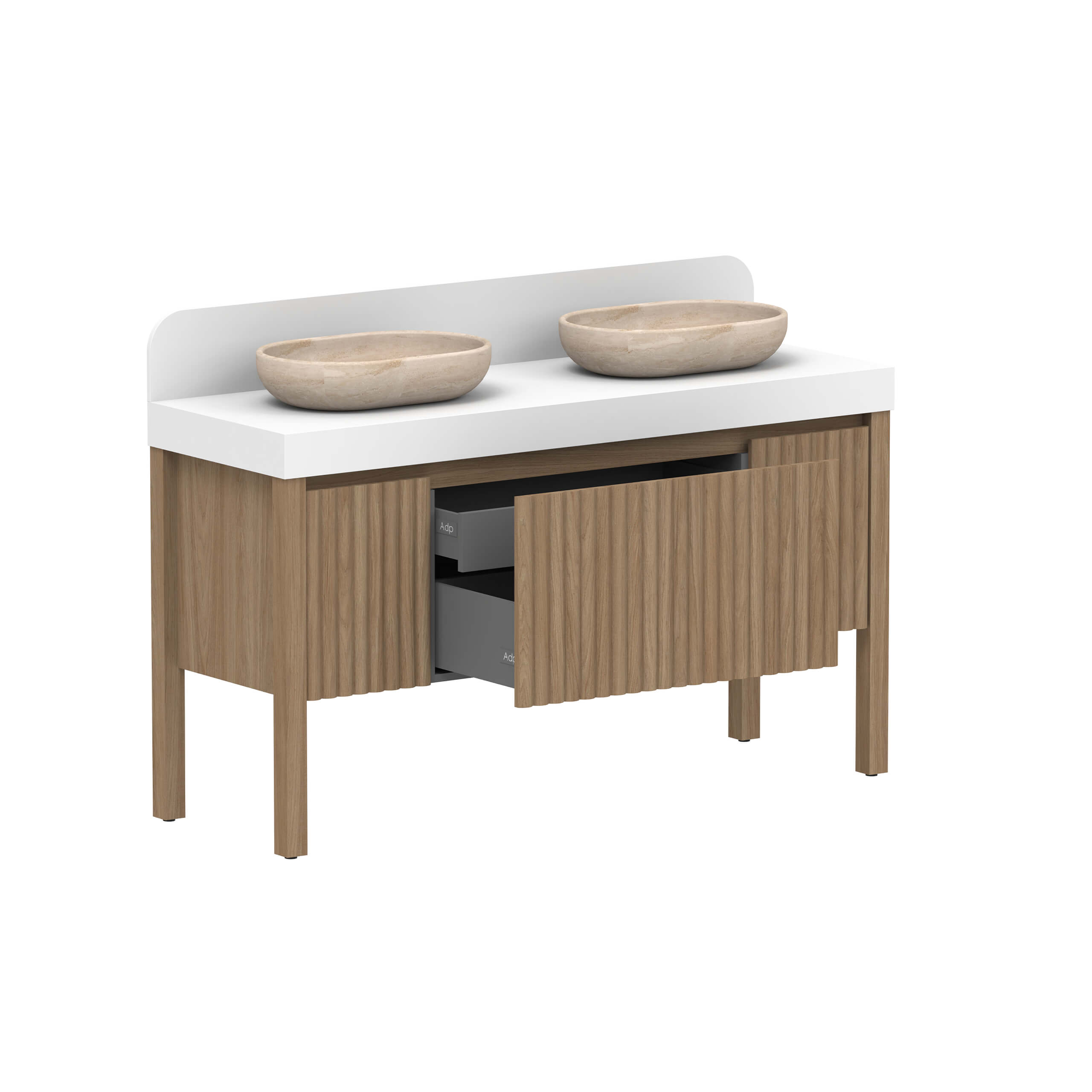 ADP Harper All Drawer Slim Floor Mount Vanity - Premium Solid Surface Bathroom Sink Cabinet with Cherry Pie Finish for Modern Homes | Perfect for Small Bathrooms, Powder Rooms & Master Bath Suites
