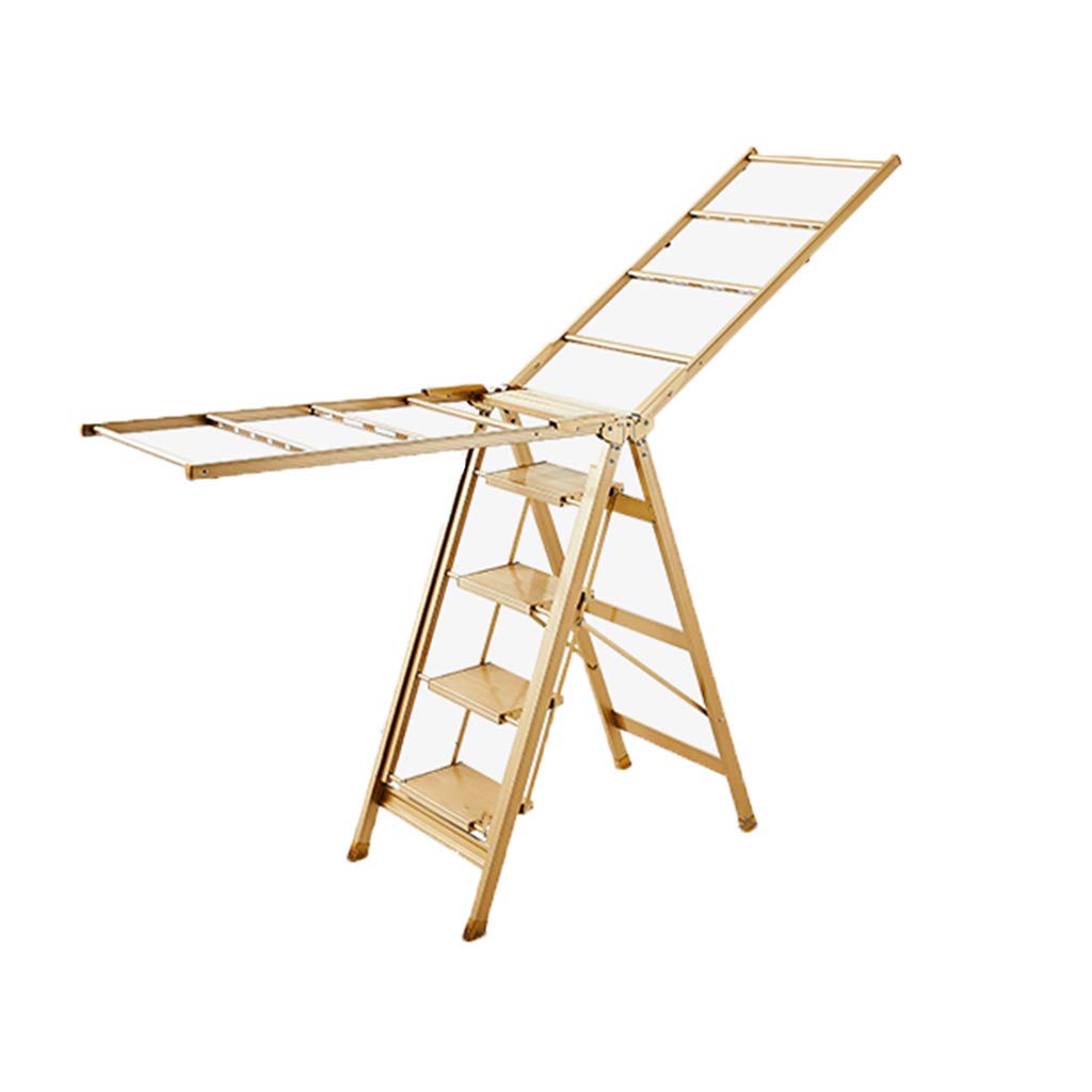 Multi-Function Aluminum Alloy Folding Step Ladder - Heavy Duty Indoor Floor Ladder with Drying Rack | Dual Purpose Herringbone Design for Home, Kitchen, Bathroom & Storage Use
