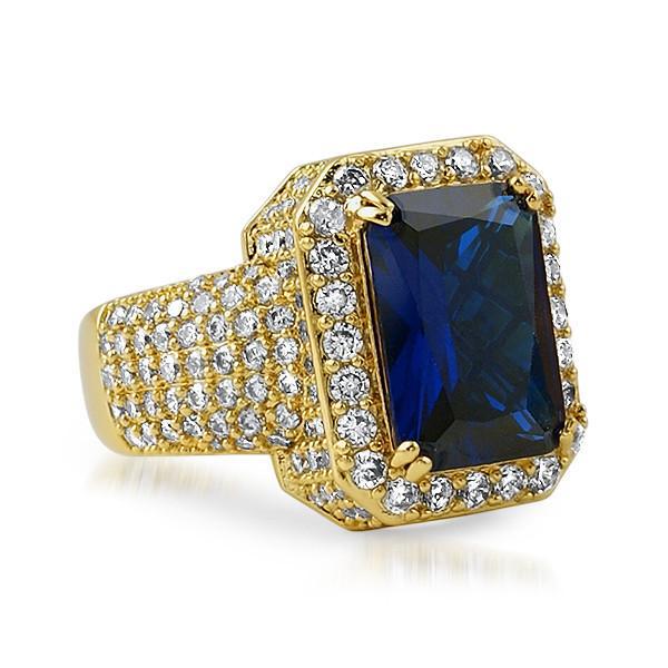 Gold Plated Synthetic Sapphire CZ Royal Ring for Women - Elegant Wedding, Engagement & Party Jewelry Gift