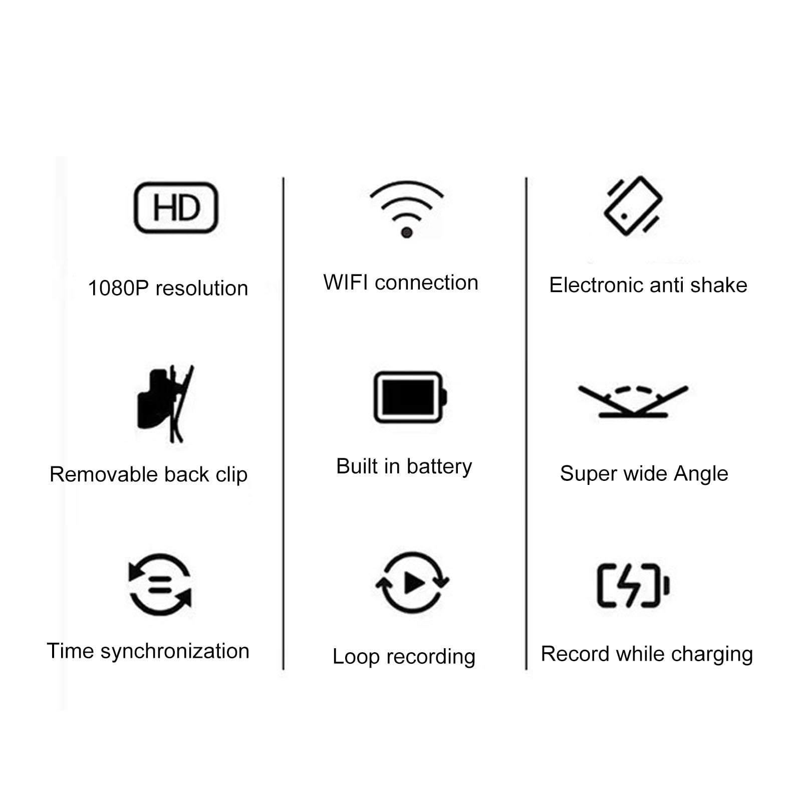 1080P 2MP Action Camera with Back Clip, 90° Wide Angle Video Recording - Mini Body Cam for Sports, Pets & Outdoor Adventures (Black) | Perfect for Dog Walking, Cycling, Hiking & Home Security Monitoring