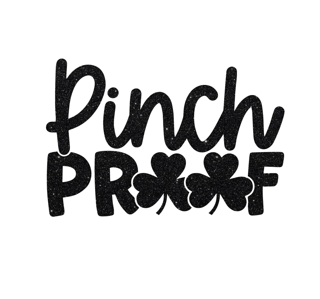 St. Patrick's Day Pinch Proof Iron On Decal - Shamrock T-Shirt Heat Transfer Patch (Black Glitter) for DIY Apparel & Costume Design | Perfect for Party Outfits, Festival Wear & Themed Events