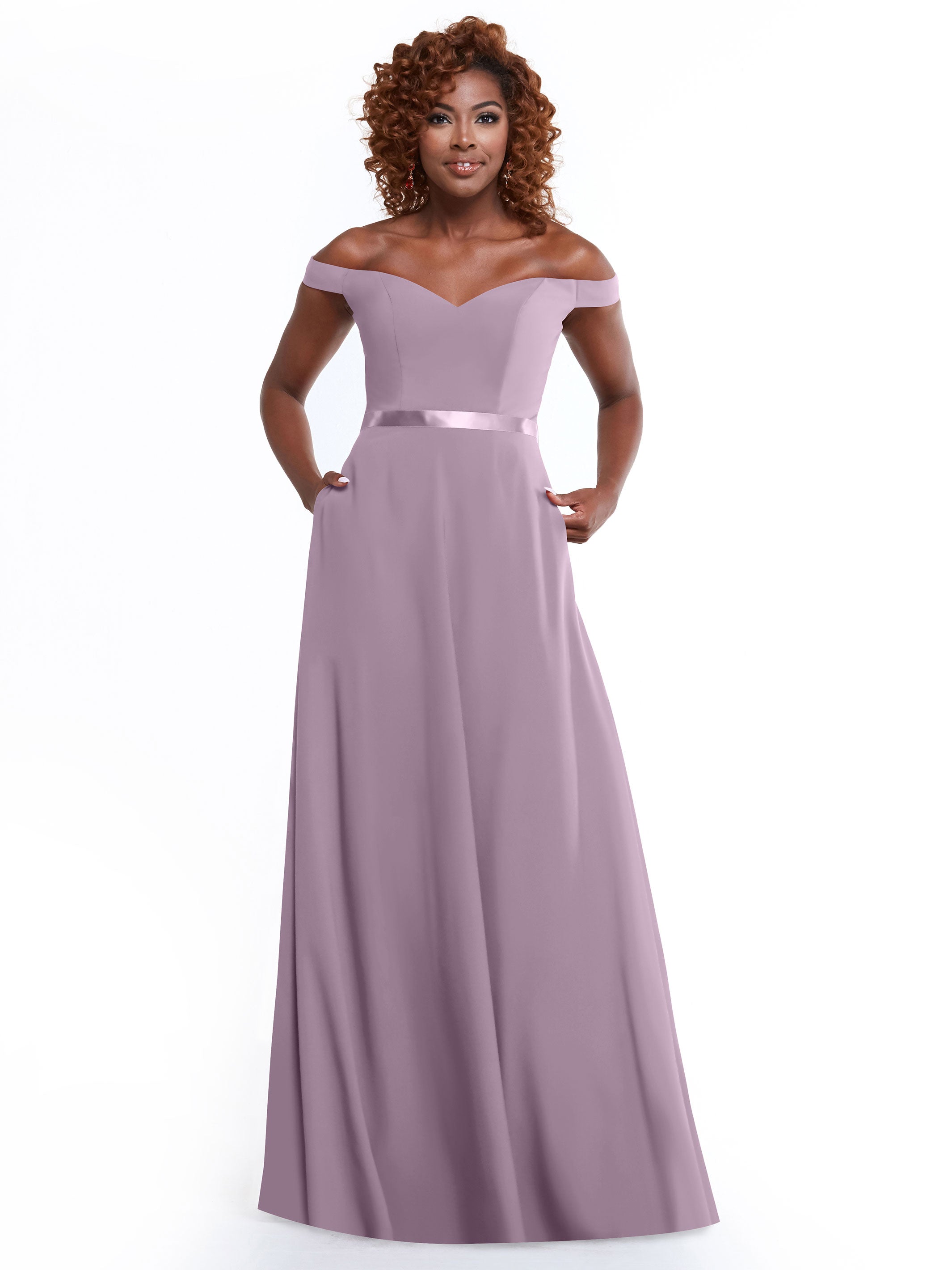 Elegant Off-The-Shoulder A-Line Chiffon Bridesmaid Dress with Sash - Size 80100 | Perfect for Weddings, Formal Events & Special Occasions