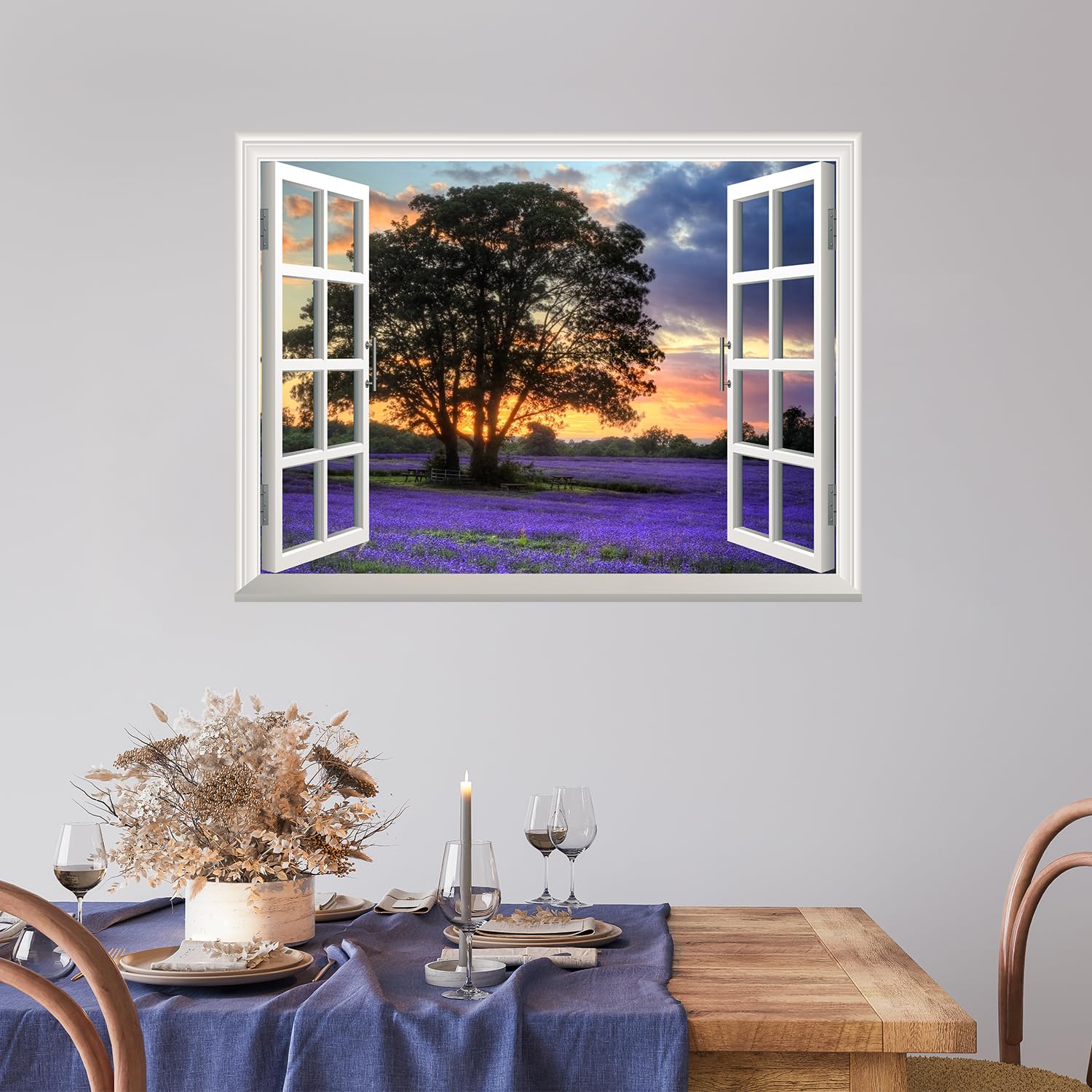 Wall26 Removable Sunset on Purple Field Wall Sticker Mural - 24