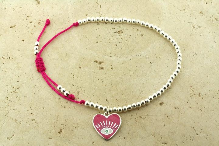 Enamel Pink Flying Heart Bead Bracelet for Women - Elegant Jewelry Gift for Valentine's Day, Anniversary & Special Occasions