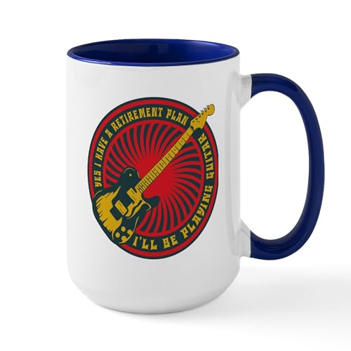 White/Navy Inside - Guitar Retirement Plan 15 Oz Ceramic Mug