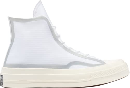 Converse Chuck 70 High Top Sneakers - Unisex Metallic Tape Seam White/Egret/Black (170767C) | Size 9 Men/11 Women | Retro Casual Shoes for Streetwear & Everyday Fashion