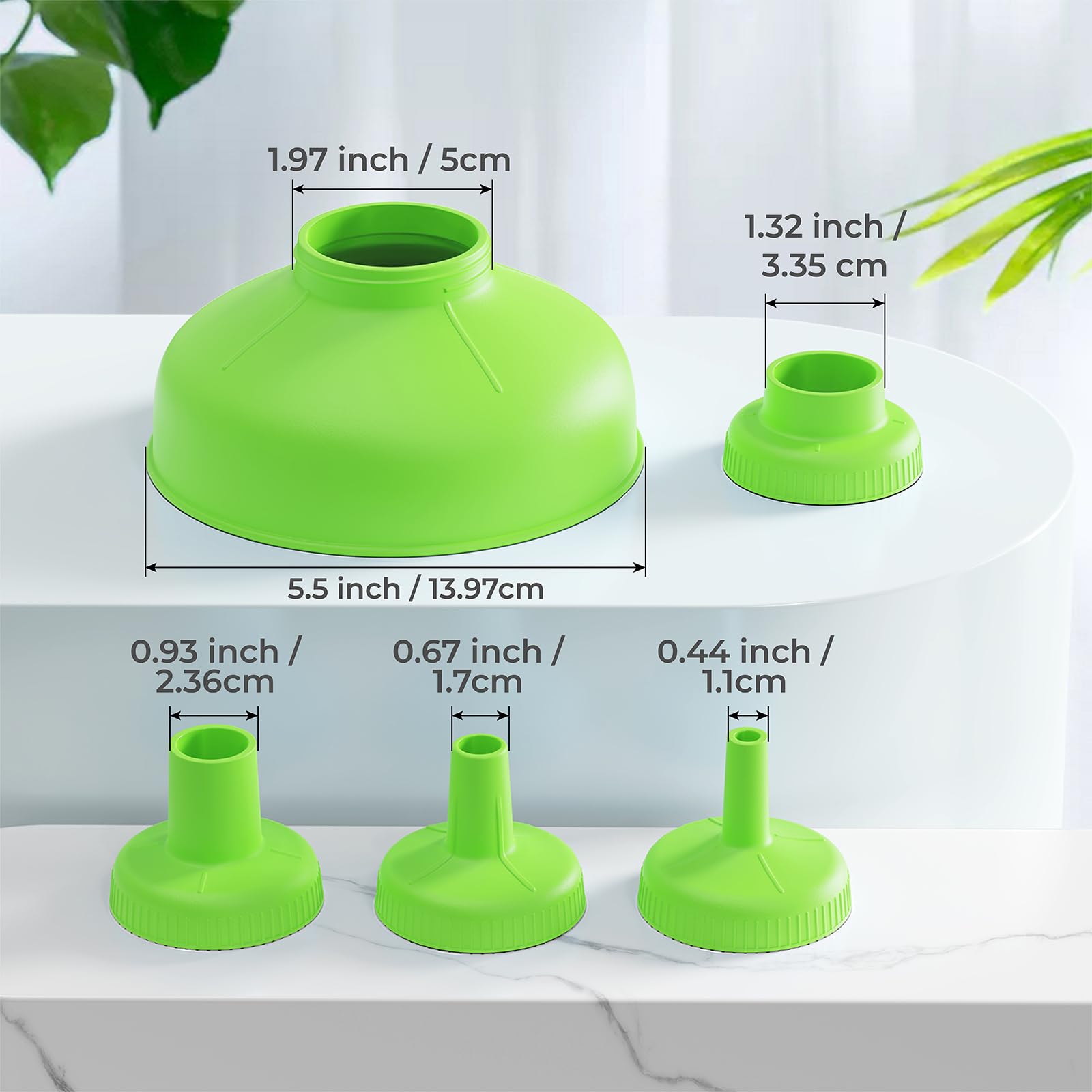 Wide Mouth Kitchen Funnel Set - 4 Size Food Grade Plastic Cooking Funnel for Mason Jars, Oil Bottles & Spice Containers - Perfect for Canning, Baking, DIY Shampoo & Sauce Making